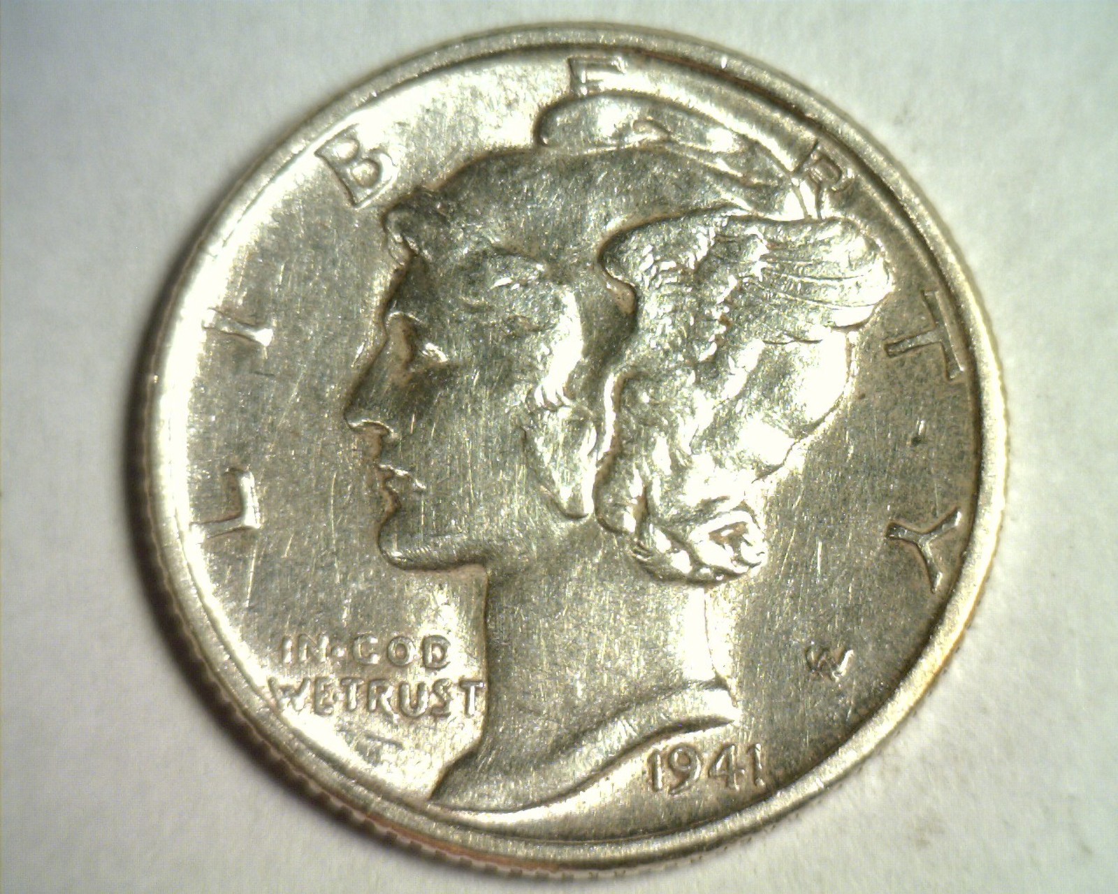 1941 MERCURY DIME ABOUT UNCIRCULATED+ AU+ NICE ORIGINAL COIN BOBS COINS 99c SHIP