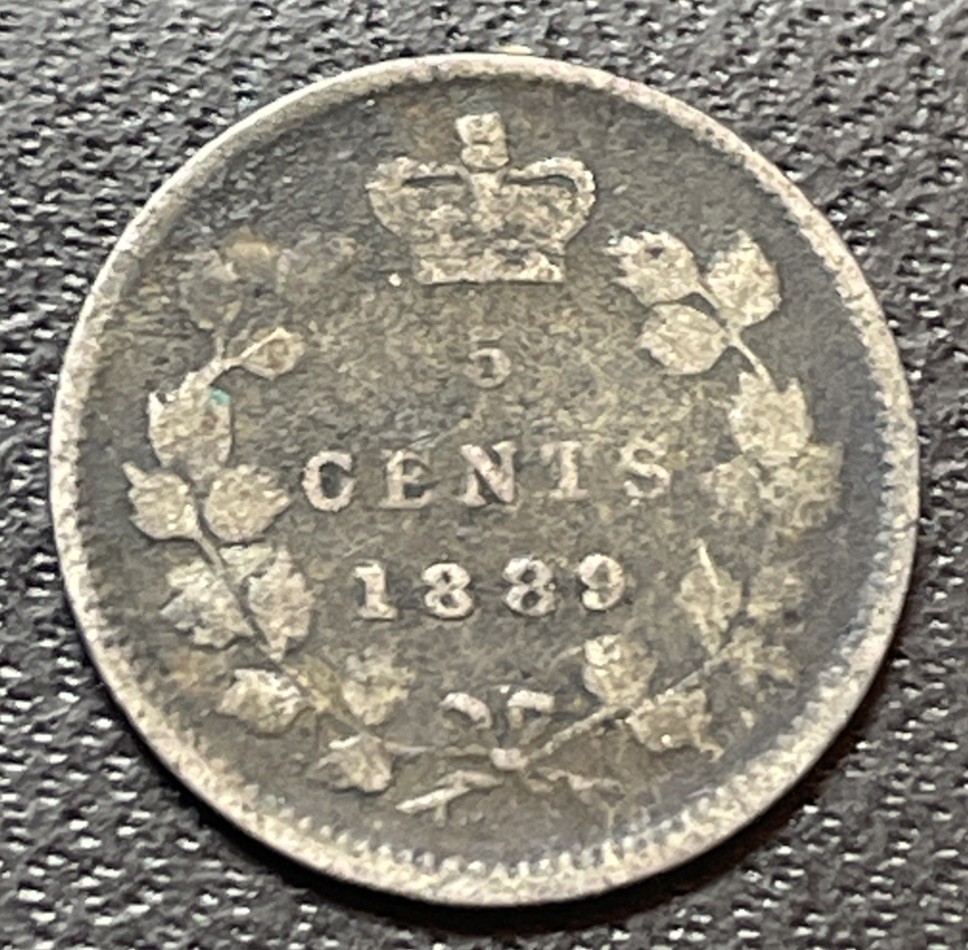 1889 Canada 5 Cents Silver! Key Date!