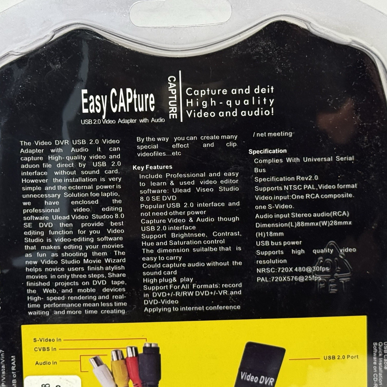 New Easy CAPture USB 2.0 Video Adapter with Audio Capture & Edit
