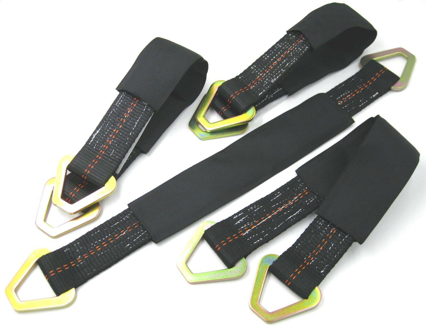 4 HD 21" Axle Straps Wheel Strap Tie Down f Car Trailer Tow Truck ATV Quad BLACK