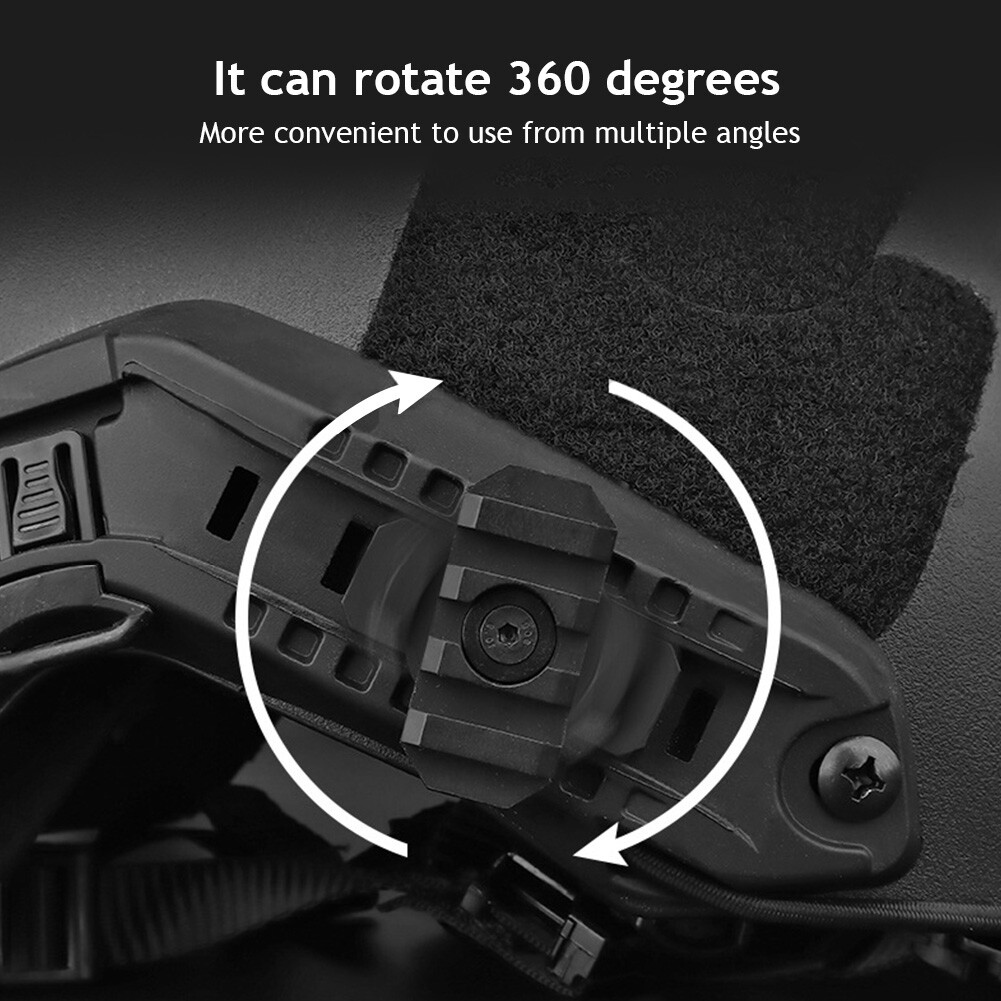 2pcs Tactical Military Helmet Side Rail Mount Adapter 360 Rotation Army Guide
