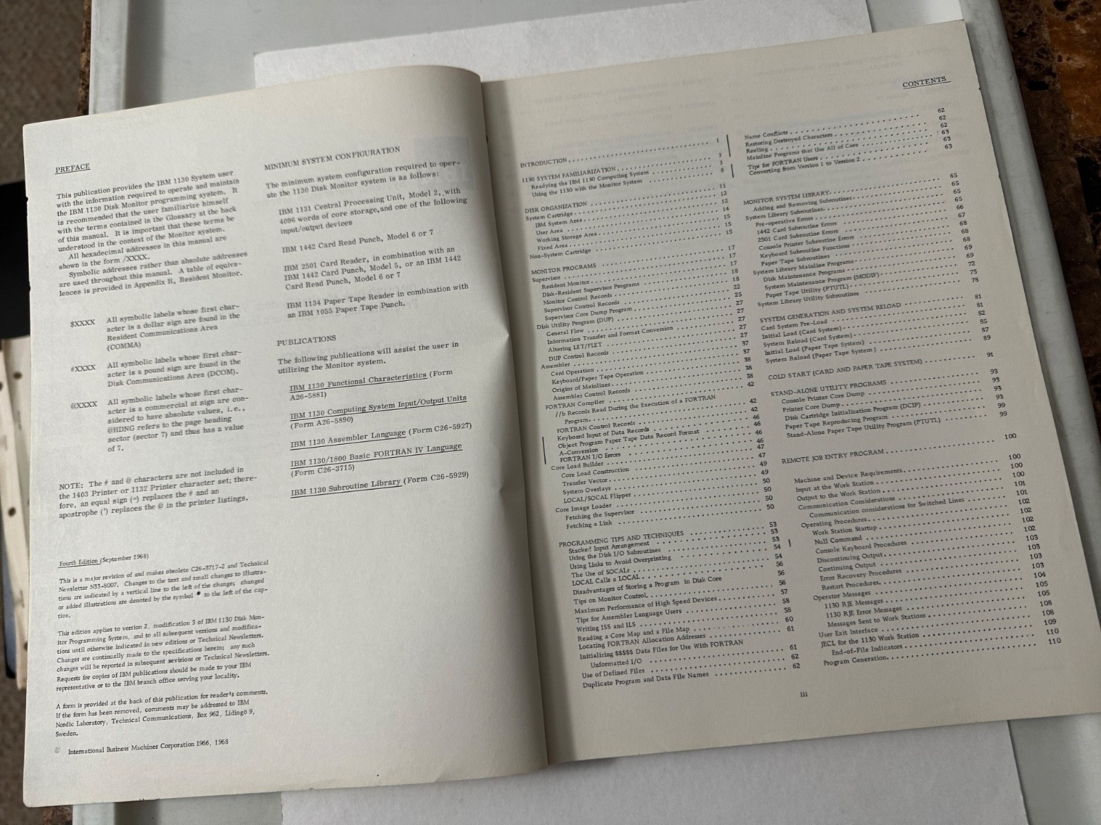 IBM SYSTEMS REFERENCE LIBRARY Original 1130 Disk Mon System USER’S GUIDE- 1968!