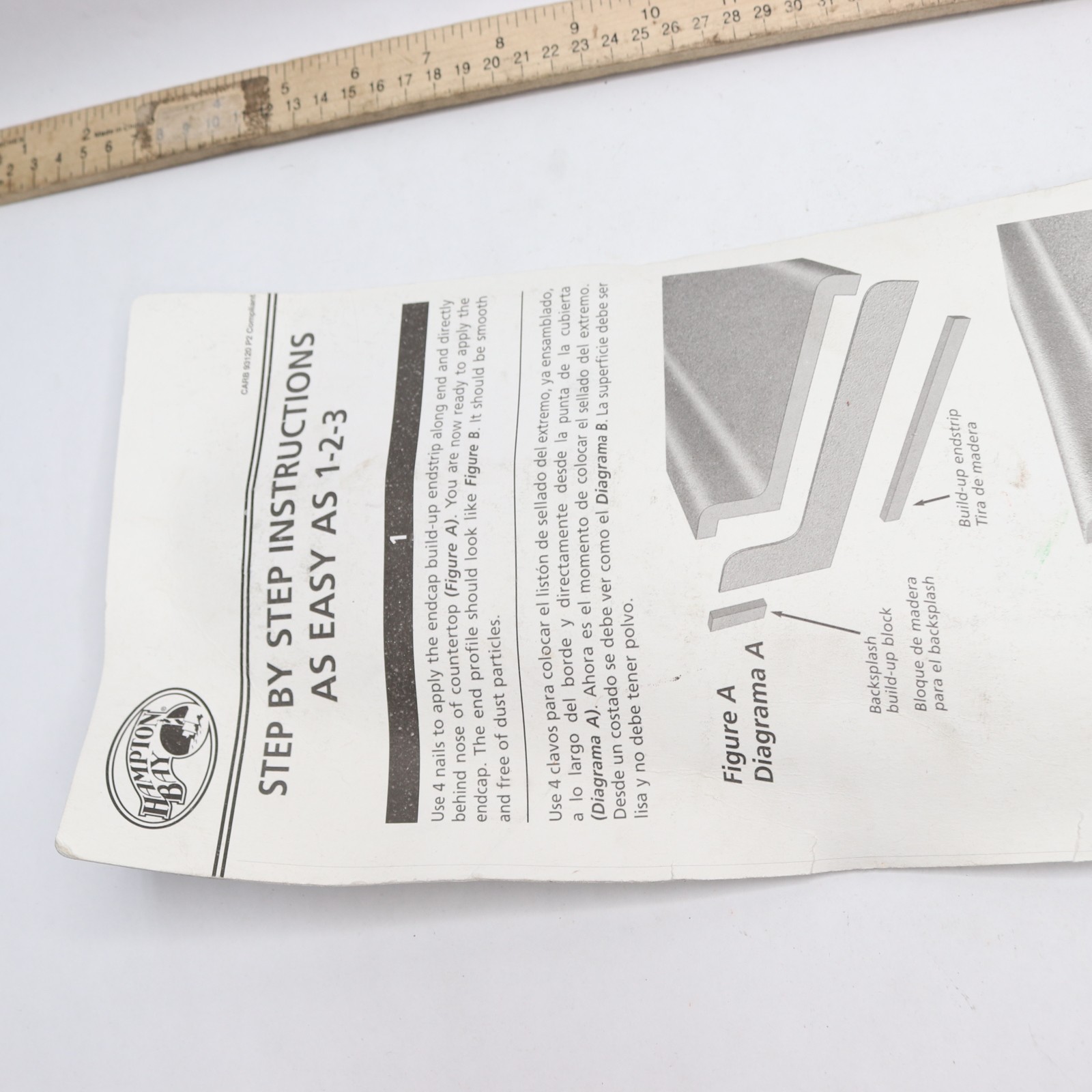 Laminate Endcap Kit for Countertop with Integrated Backsplash in Typhoon Ice
