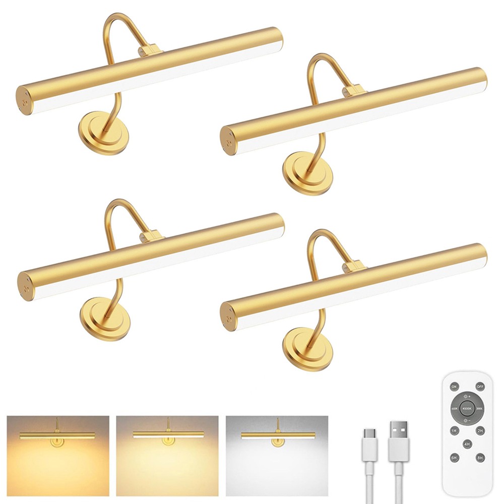 4 Pack Battery Operated Picture Light Gallery Light for Painting, Dimmable Light