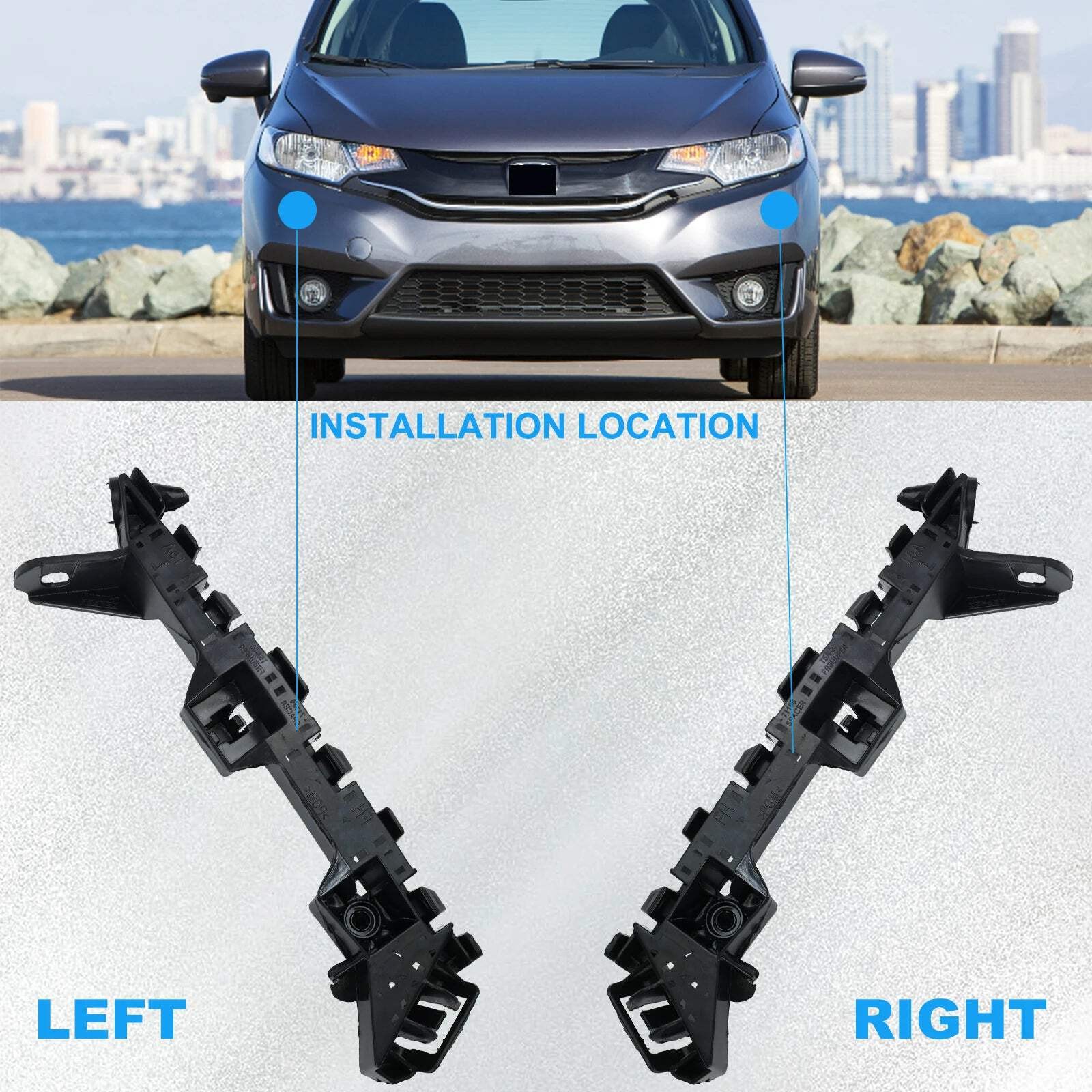 Front Bumper Retainer Bracket Left Right Pair Beam Mount Support For Honda Fit/J