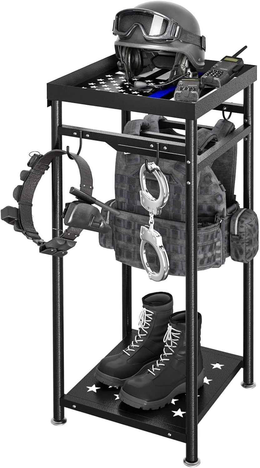 Heavy Duty Freestanding Police Gear Stand for Uniform and Equipment Storage