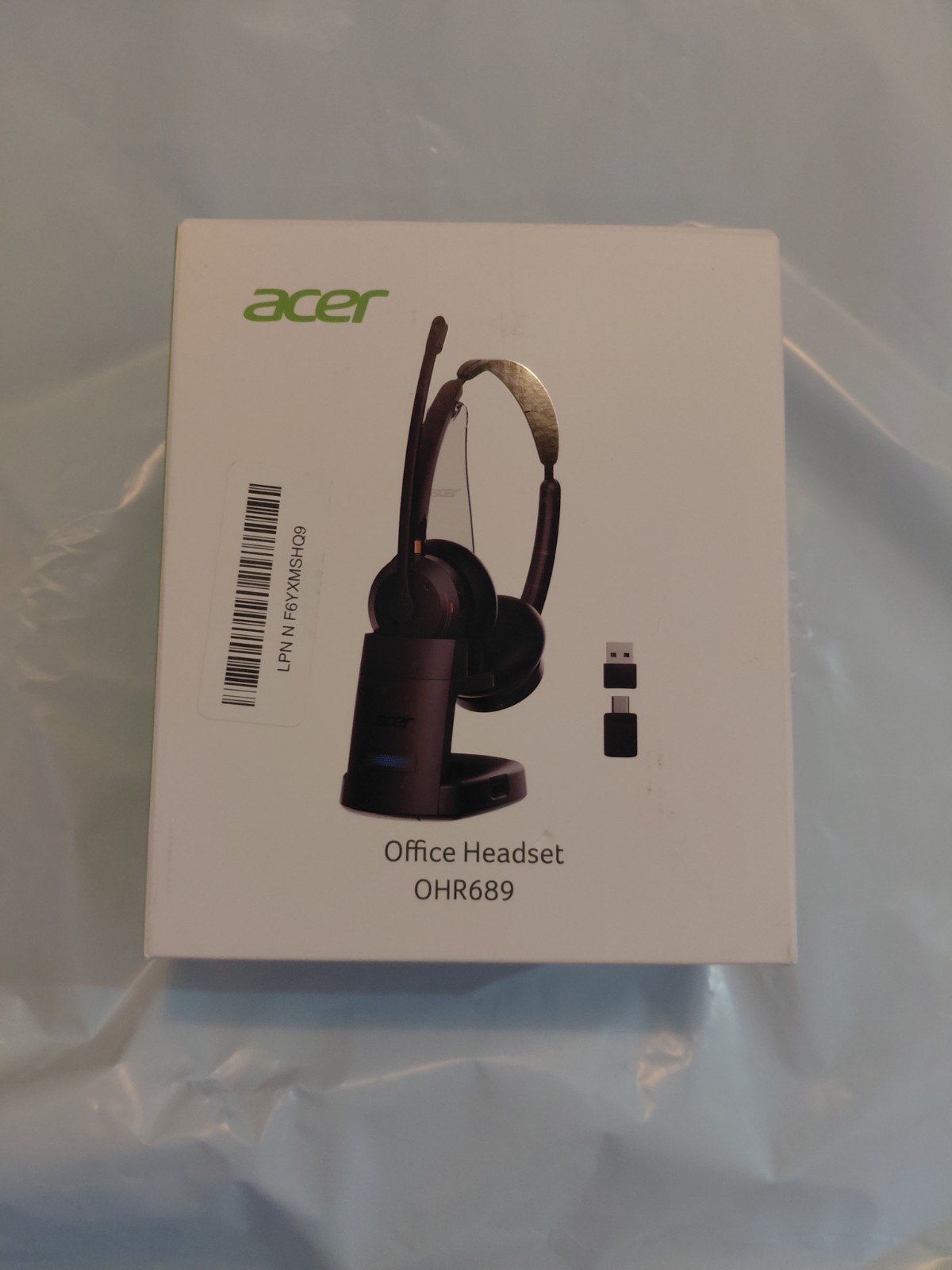 acer Wireless Bluetooth Headset with Mic and Charge Stand for Work, PC, OHR689