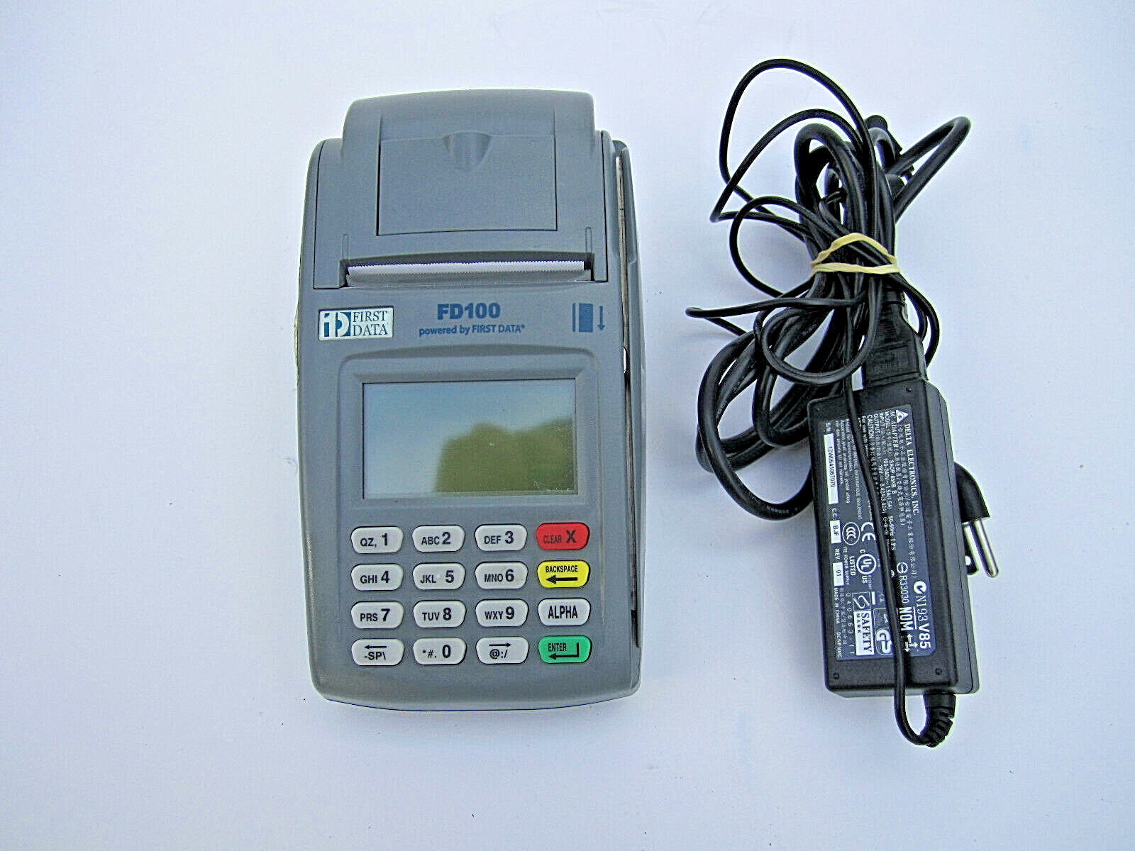 First Data FD100 Credit Card Terminal With Power Adapter