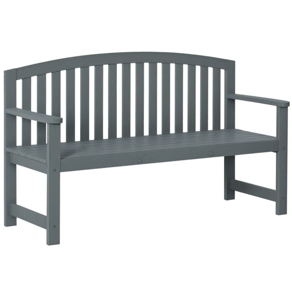 Two-seater Wooden Bench Garden Bench Stylish Backrest and 2 Armrests To The Side