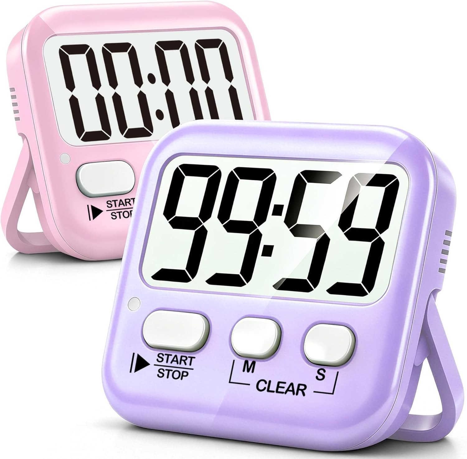 Loud & Silent Mode Digital Timers - 2 Pack Essential for Classrooms & Kitchen