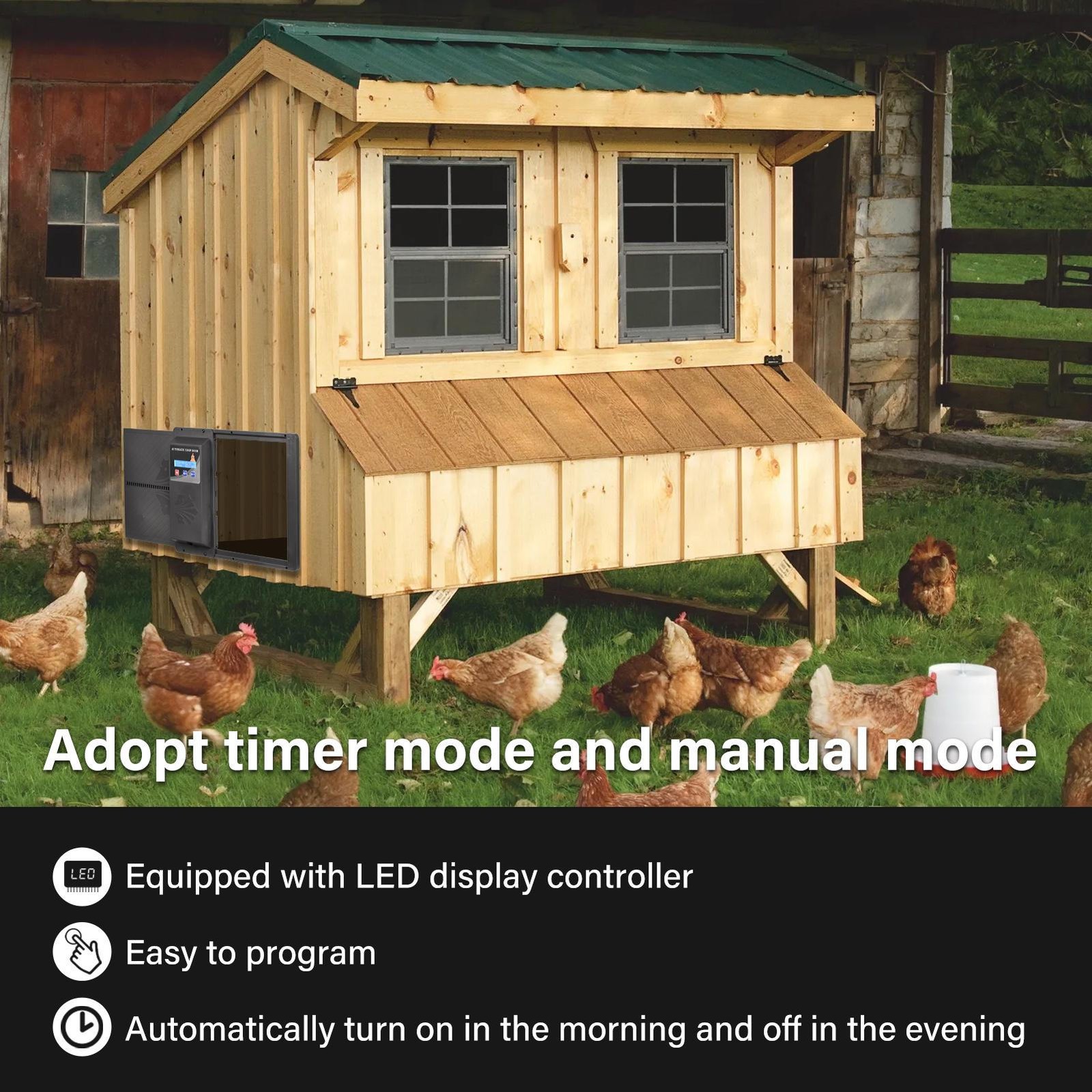 Automatic Chicken Coop Door Opener with Timer Remote Control