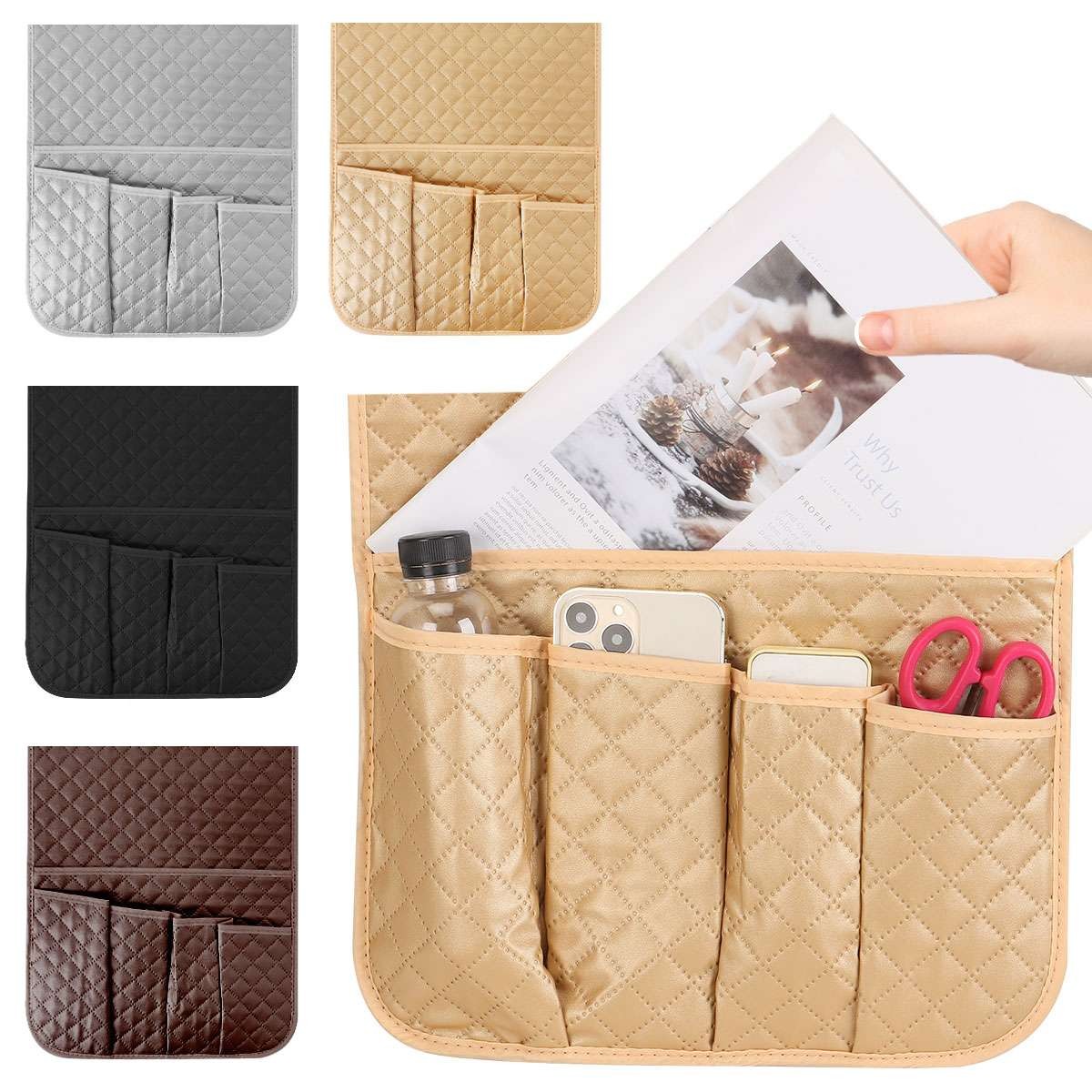 Remote Holder Caddy for Sofa Recliner Chair Armrest TV Leahter Pocket Couch Bag