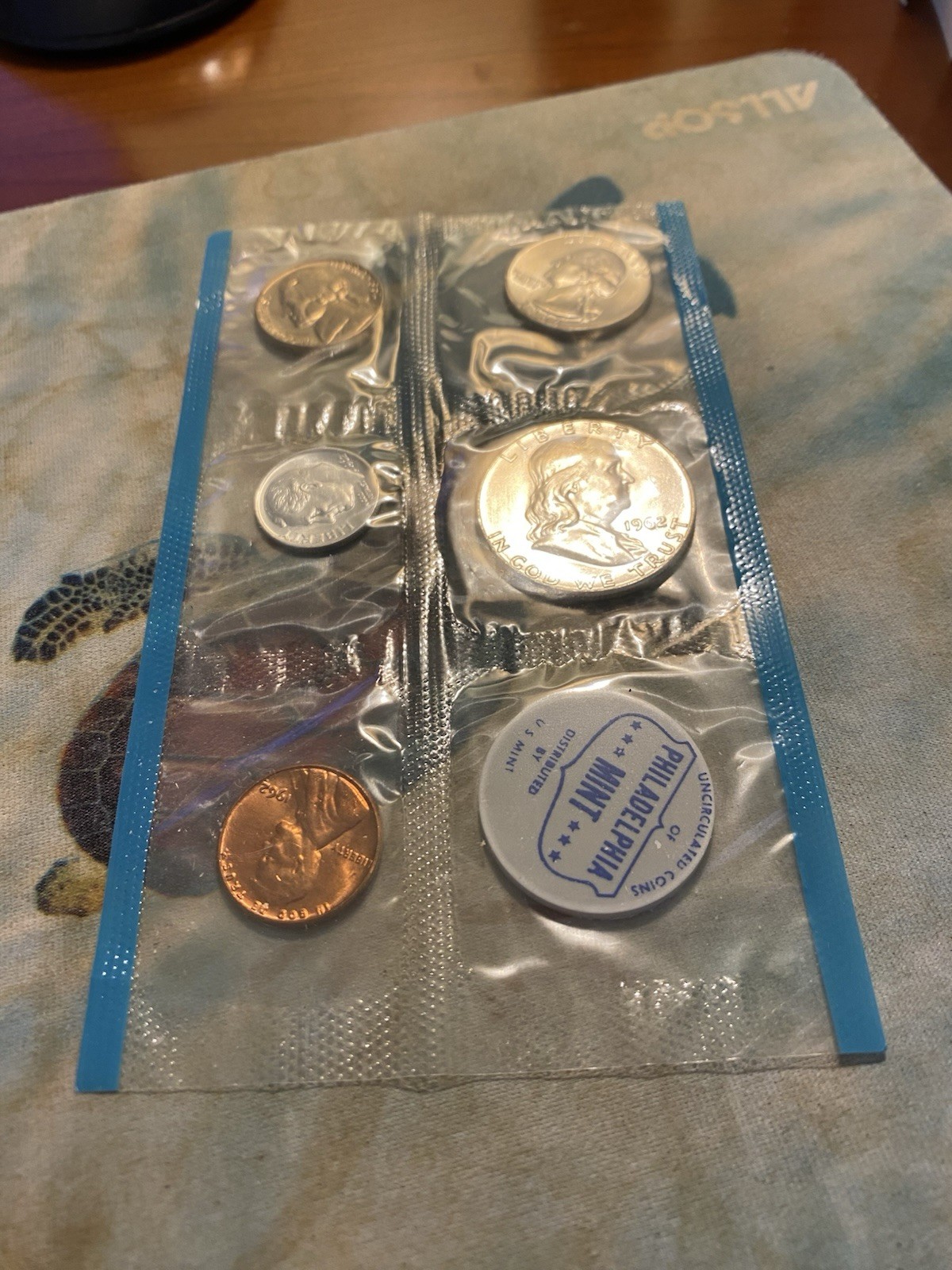 1962 US MINT SET P & D 10 Coins W Original Envelope