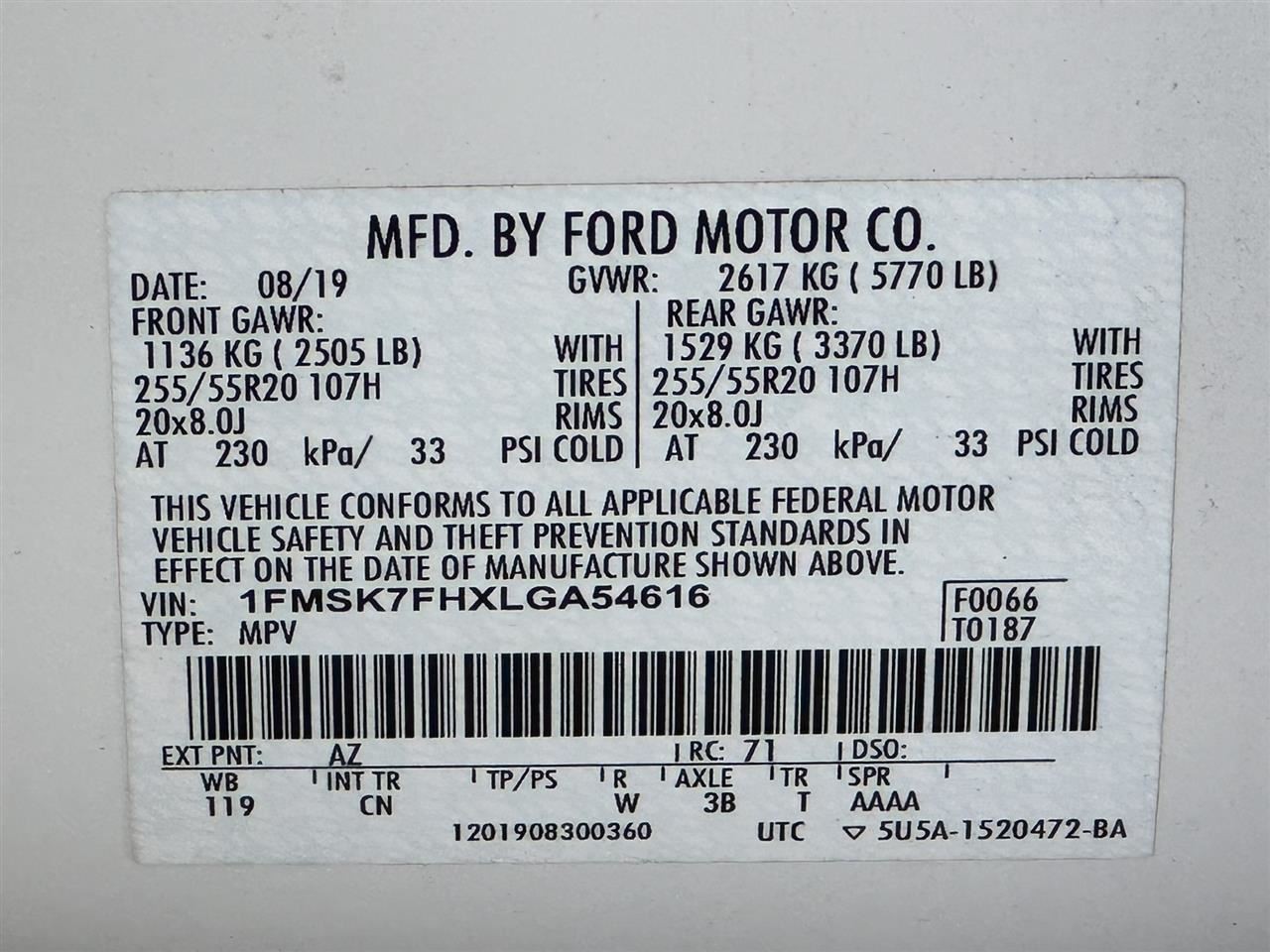 Driver Camera/Projector Radar Unit Rear Fits 20-22 EXPLORER 2735682
