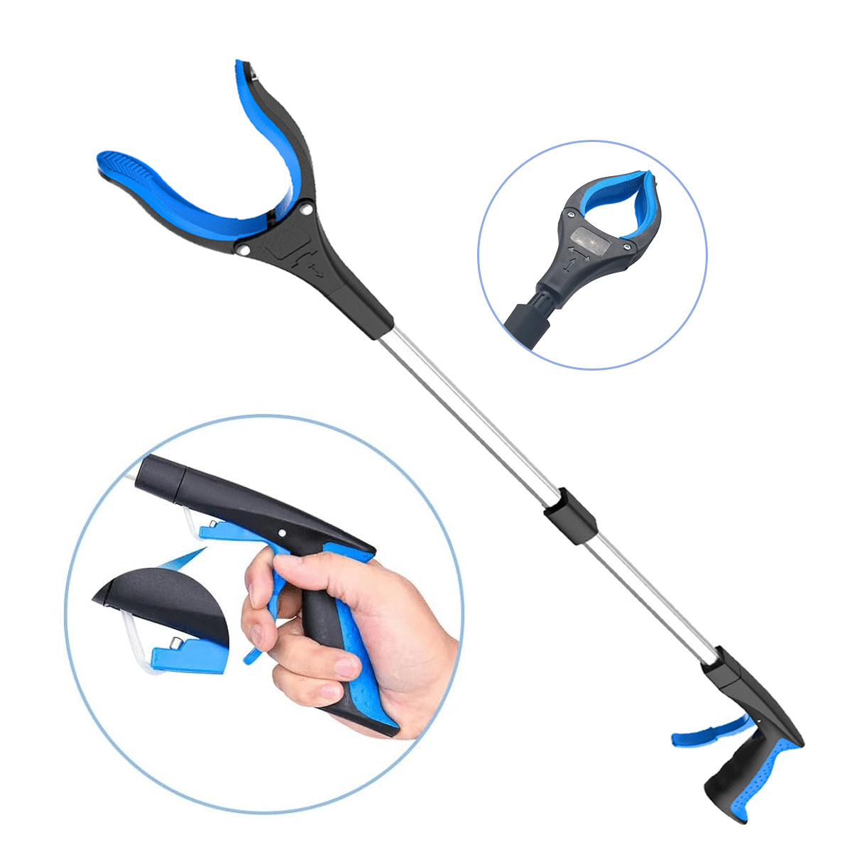 32 " Bule Foldable Grabber Reacher Tool for the elderly, cleaners.