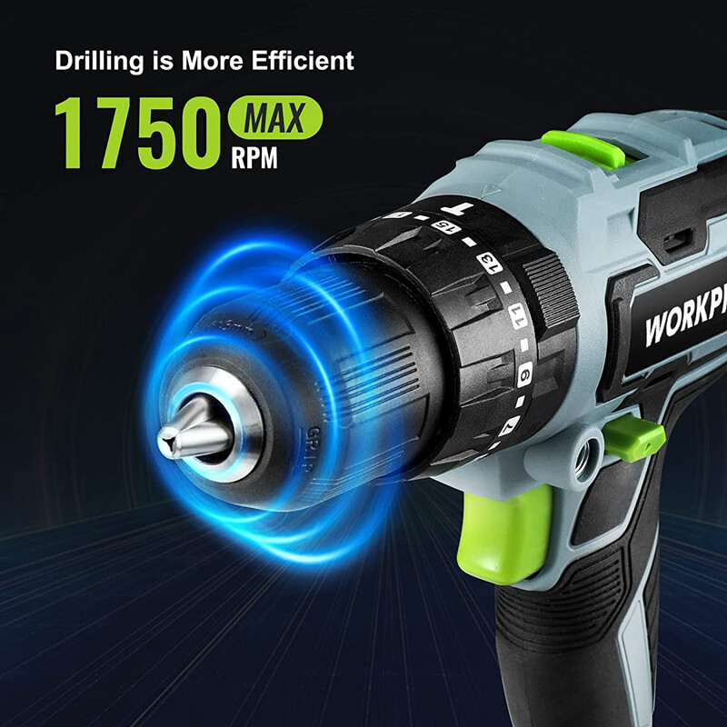 WORKPRO 20V 1/2'' Chuck Impact Drill Kit Impact Drill Driver Tool w/Accessories