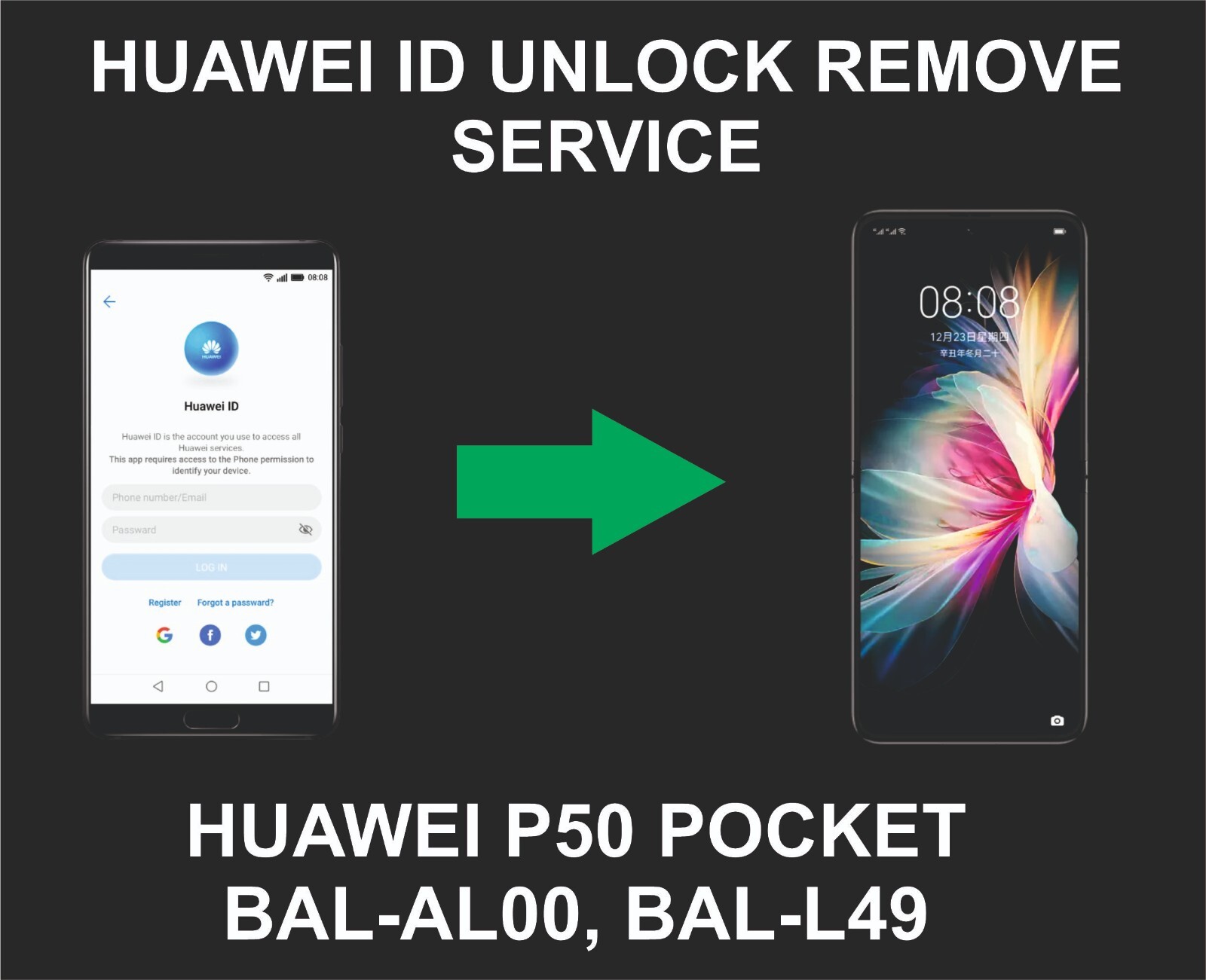 Huawei ID, Account Unlock, Huawei P50 Pocket, BAL-AL00, BAL-L49