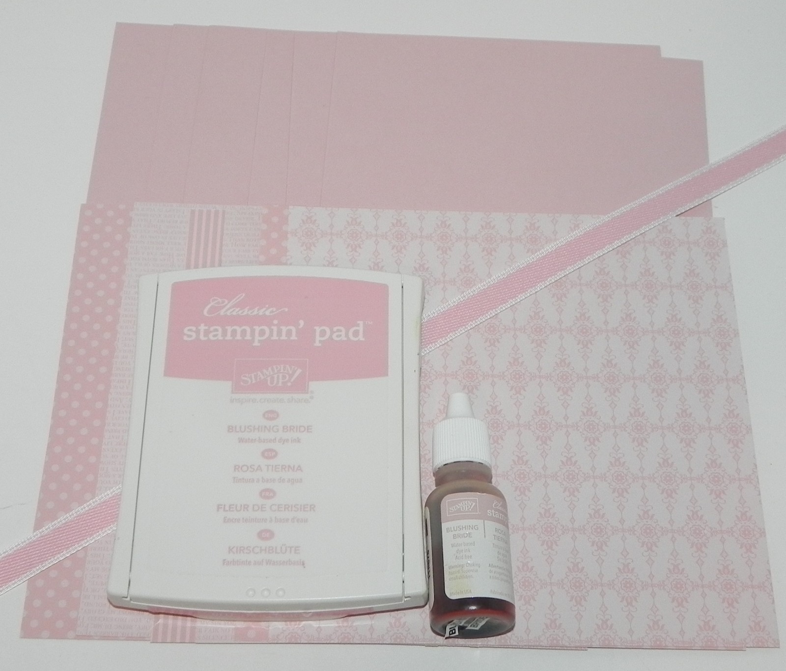 BLUSHING BRIDE INK PAD REFILL 6X6 STRIPES DESIGNER PAPER CARDSTOCK STAMPIN UP