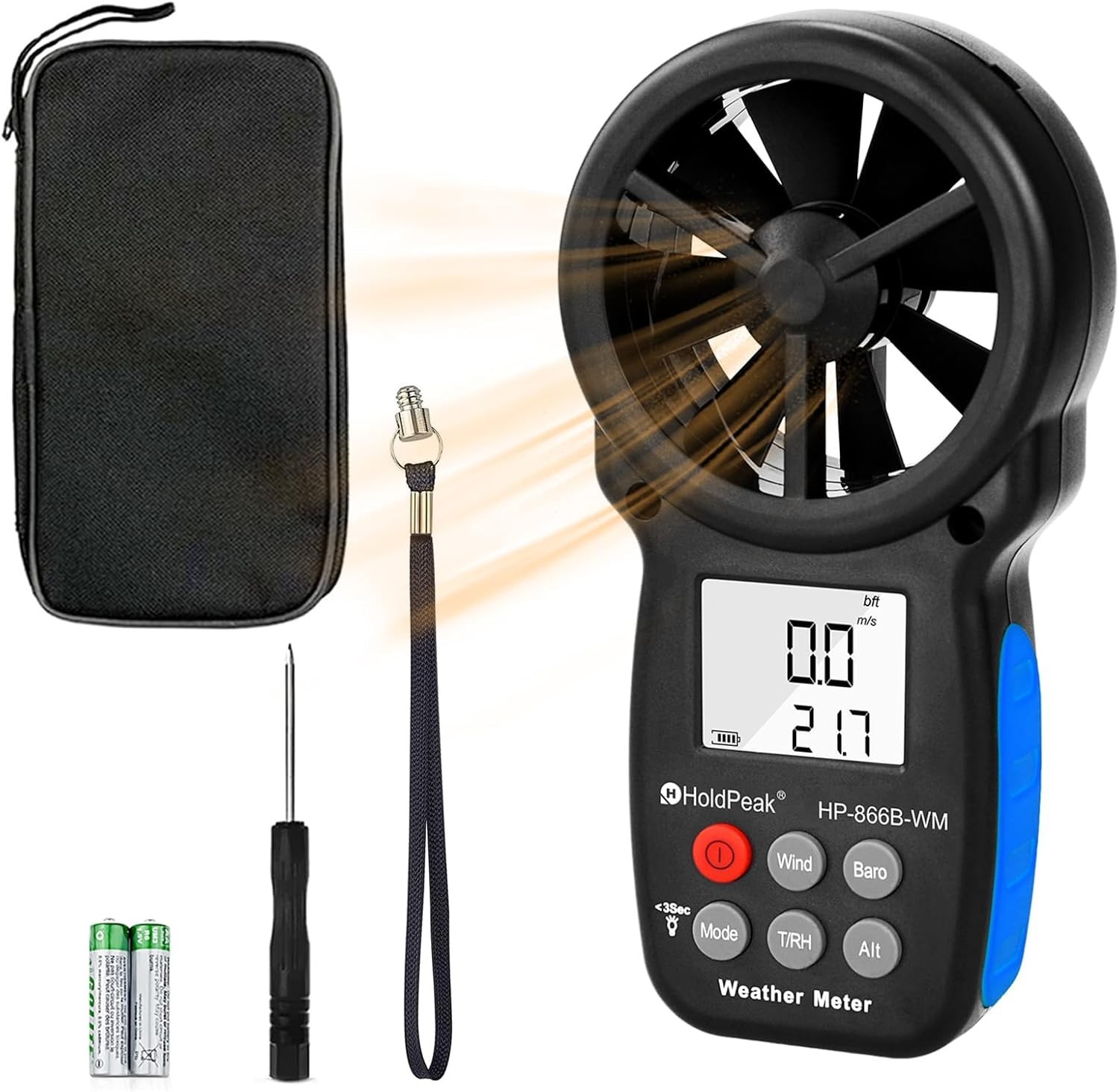 Handheld Anemometer Barometer Weather Meter for Wind Speed Temp Humidity