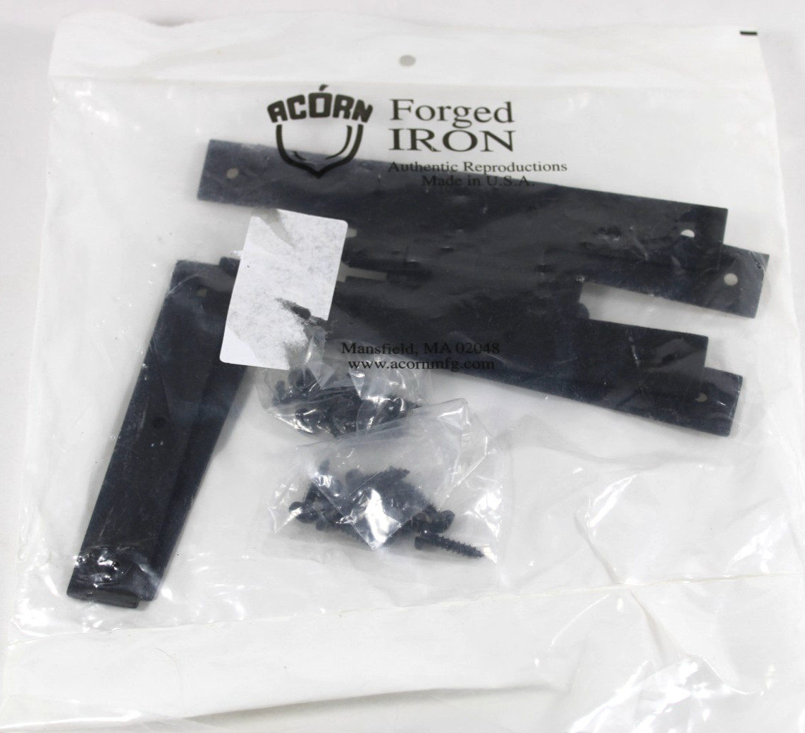Acorn AH8BQ Black Smooth Iron H-L Hinge 7/64 Thick - 1 Pair, 2 Hinges