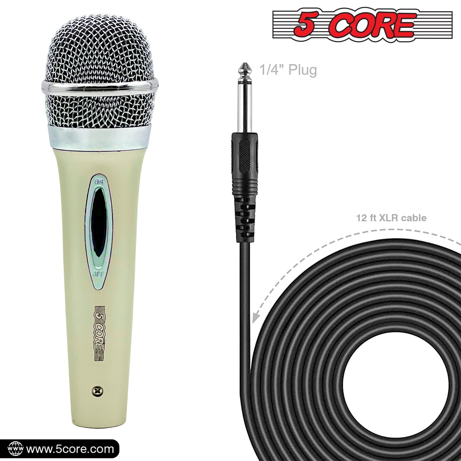 5Core Microphone Pro Microfono Dynamic Mic XLR Audio Cardiod Karaoke Vocal