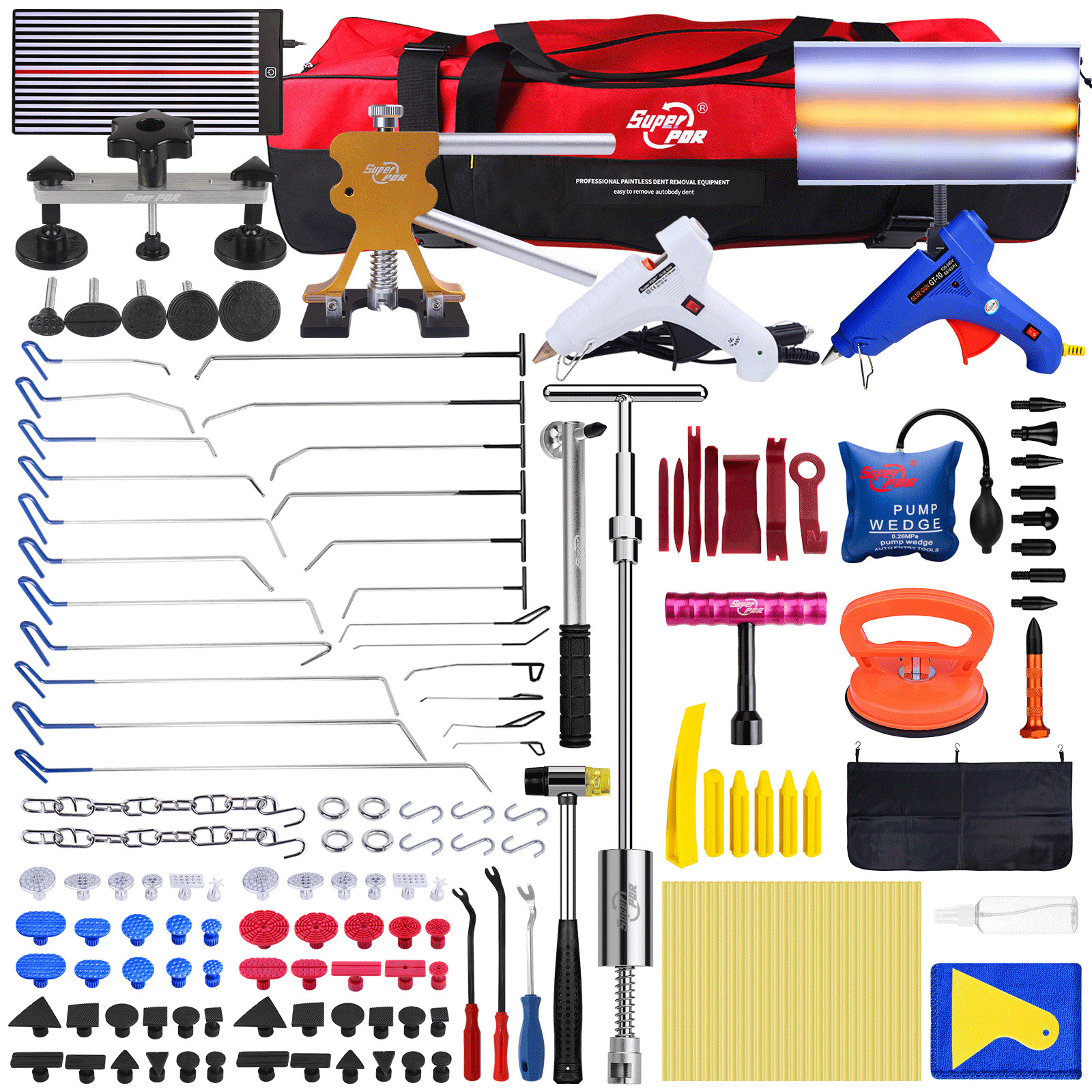PDR Auto Body Dent Puller Bridge Lifter Tool Paintless Hail Remover Repair Kit