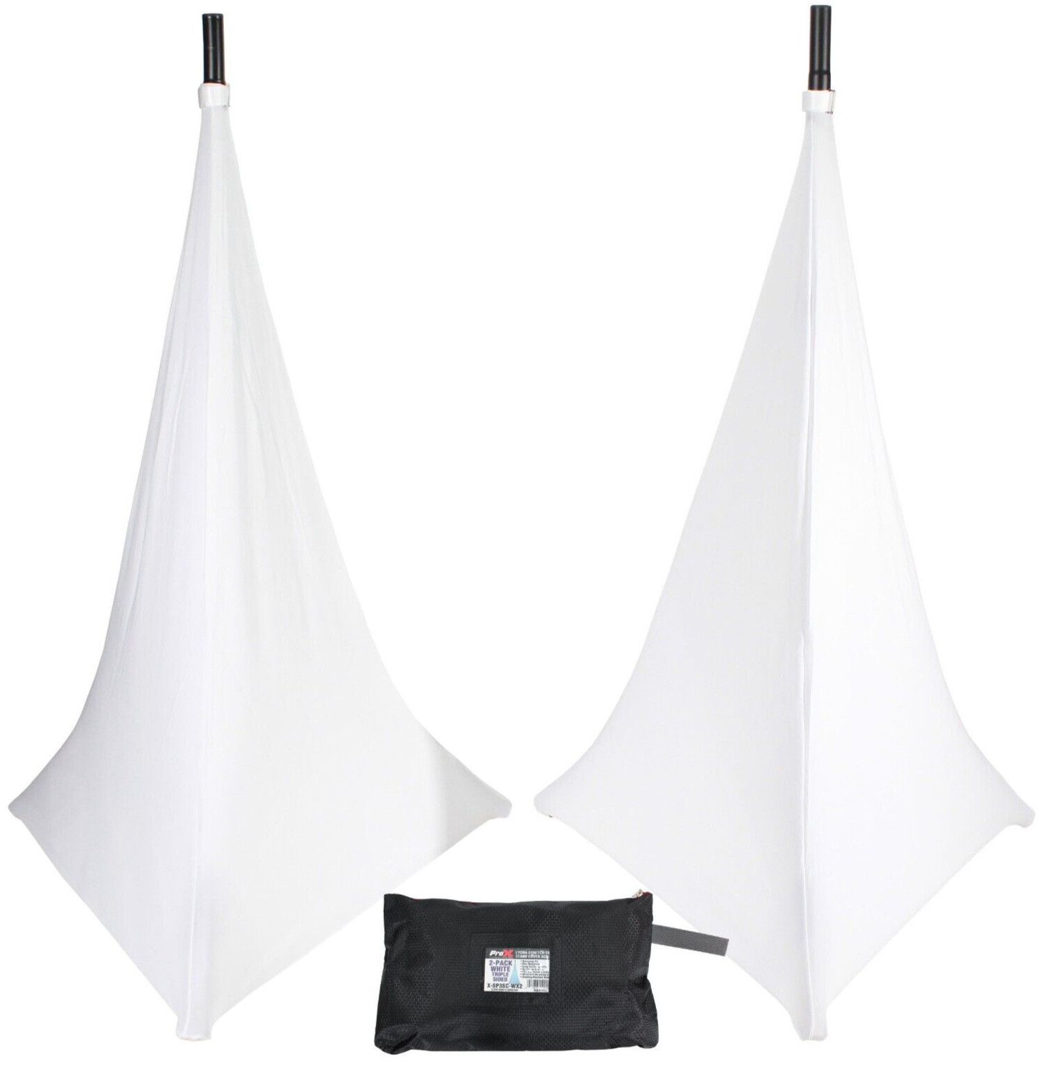 ProX X-SP3SC-WX2 Two-Pack Three Side Speaker Stand Cover Scrim - White with Bag