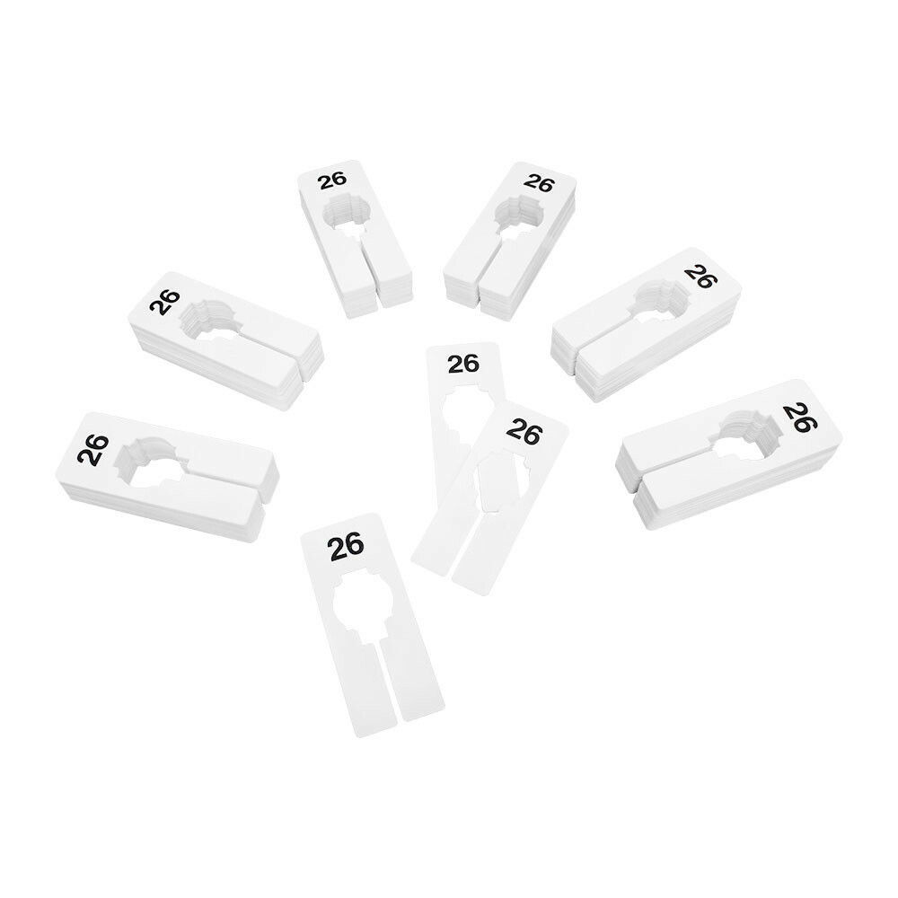 10 PC 2" x 5" Clothing Rack Size 26 Dividers Hangers White Plastic Rectangular