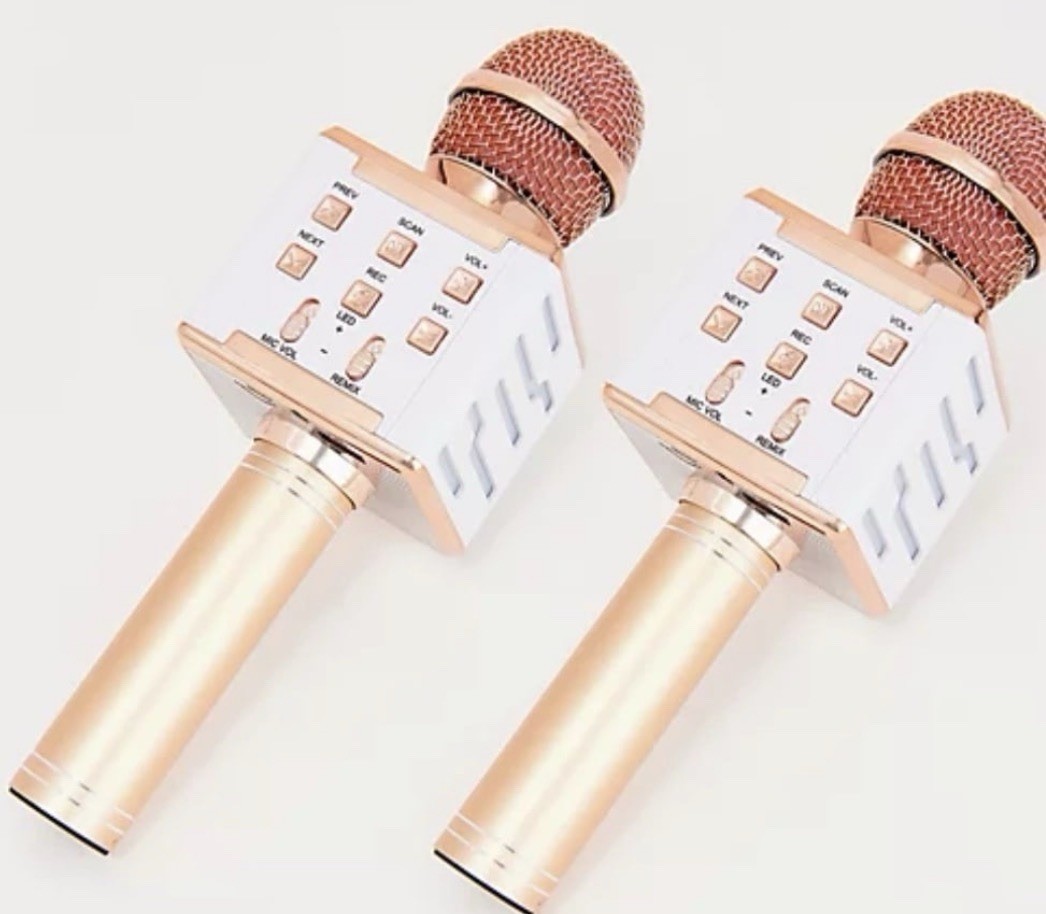 Lot Of 2 Karaoke Microphone Perfect Pitch Wireless Karaoke Recorder Rose Gold