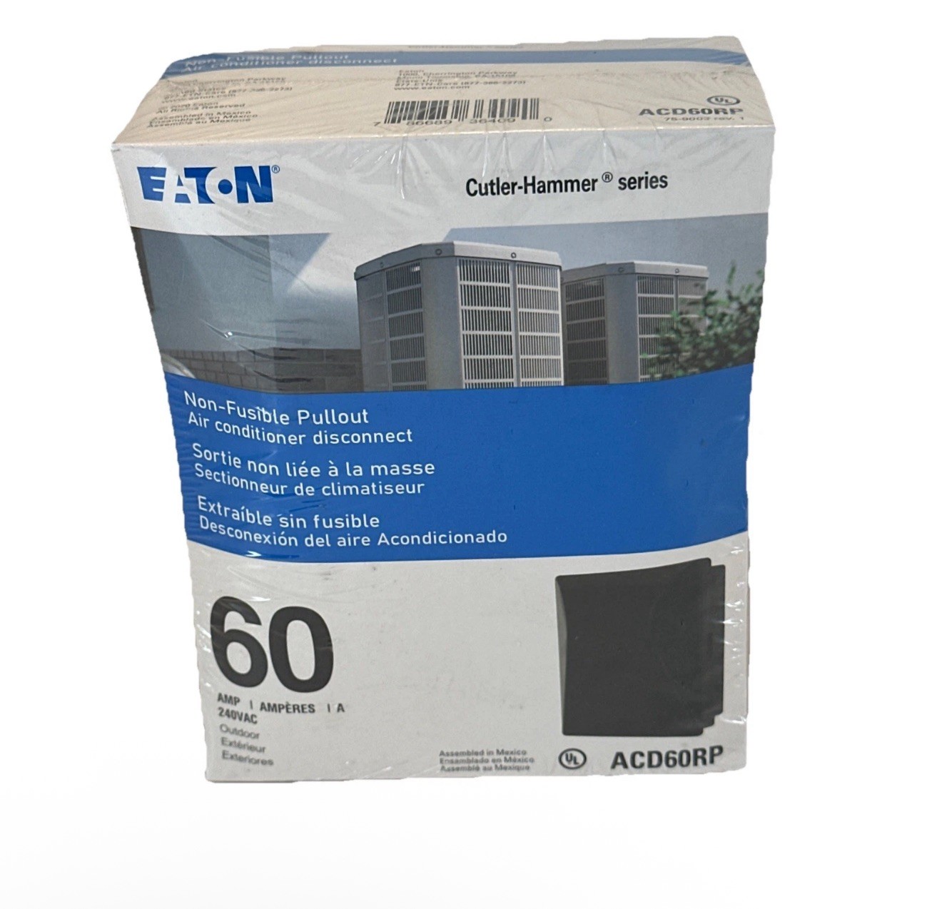Eaton Non-Fusible Pullout Air Conditioner Disconnect 60A 240V ACD60RP