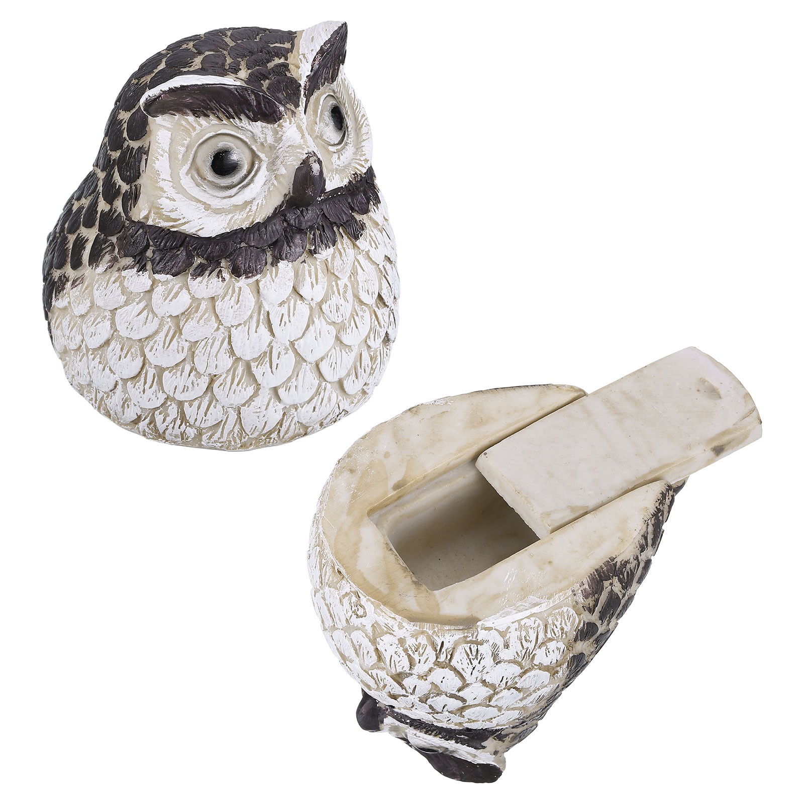 Hide A Key Outside, Faux Owl Outdoor Waterproof Key Hider, Gray White