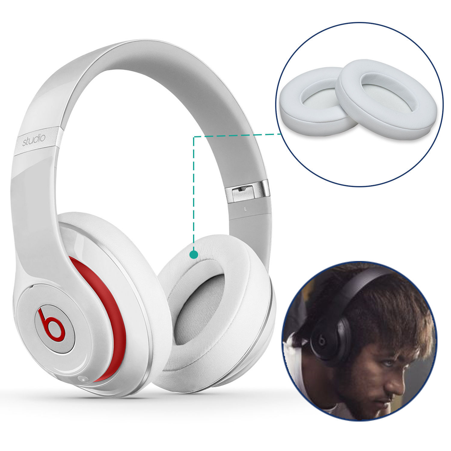 2 Replacement Ear Pads Cushion for Beats by dr dre Studio 2.0 Headphone Wireless