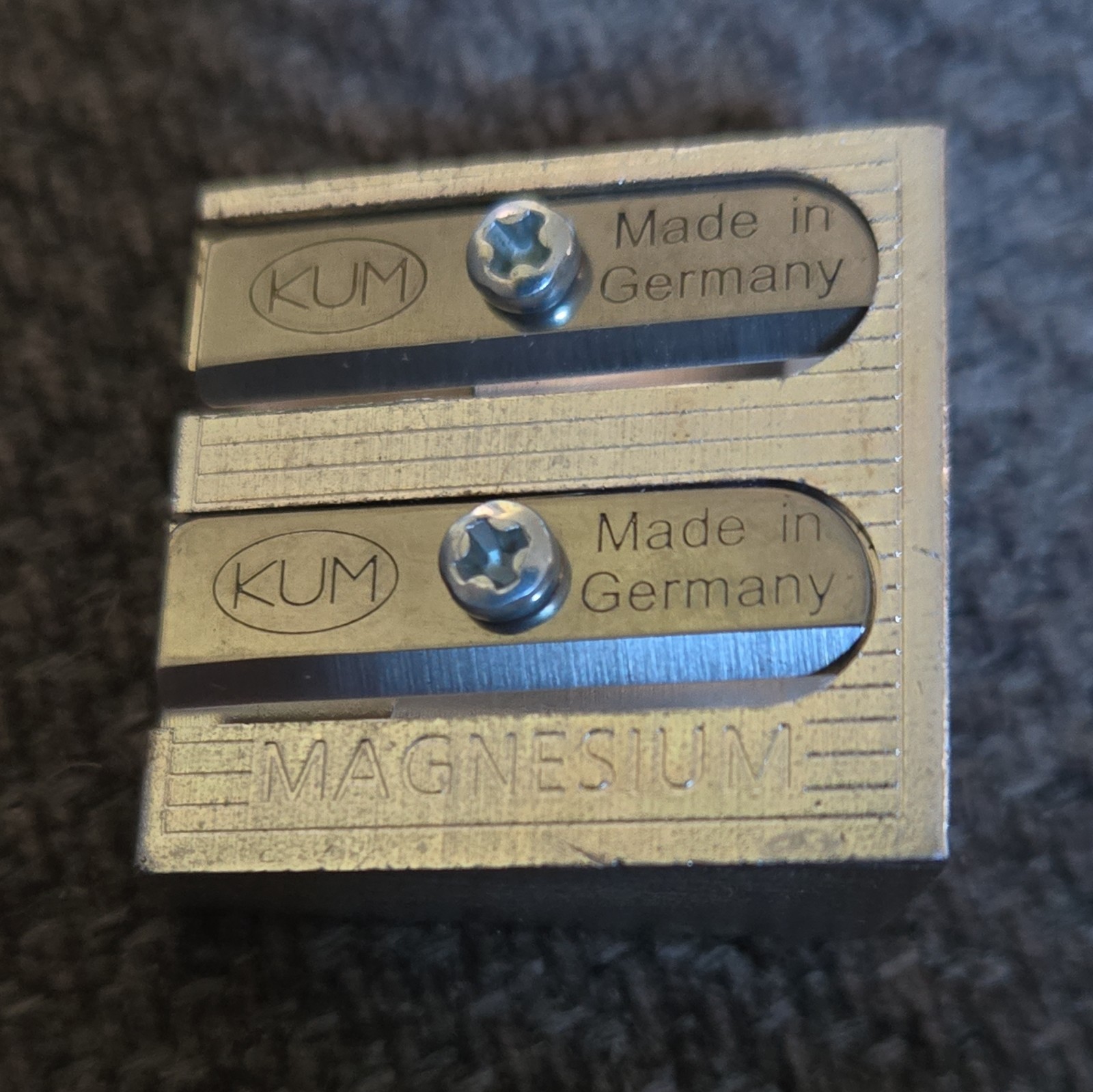 KUM 2-Hole Pencil Sharpener Magnesium Alloy Wedge Profile