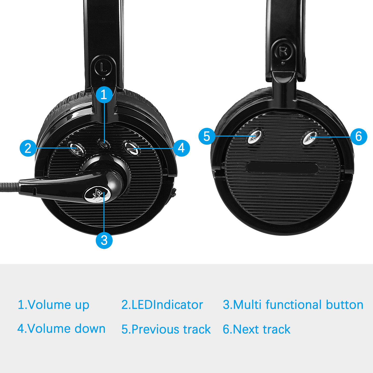 for Trucker Driver Over The Head Wireless Bluetooth Headset Mic Noise-Canceling