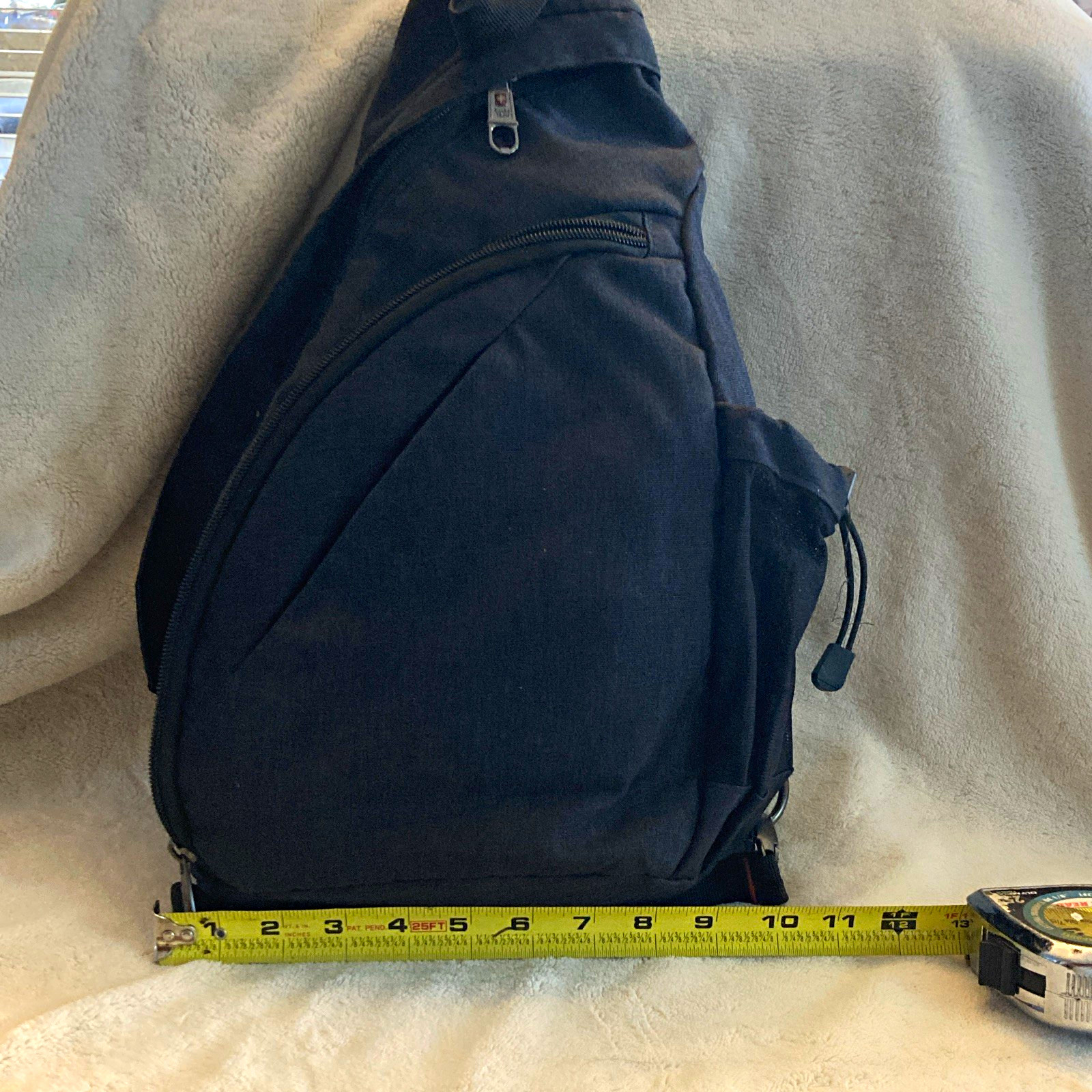 SwissTech Black Sling Backpack 10L Adjustable Strap 3 Pockets Fits 11" Laptop