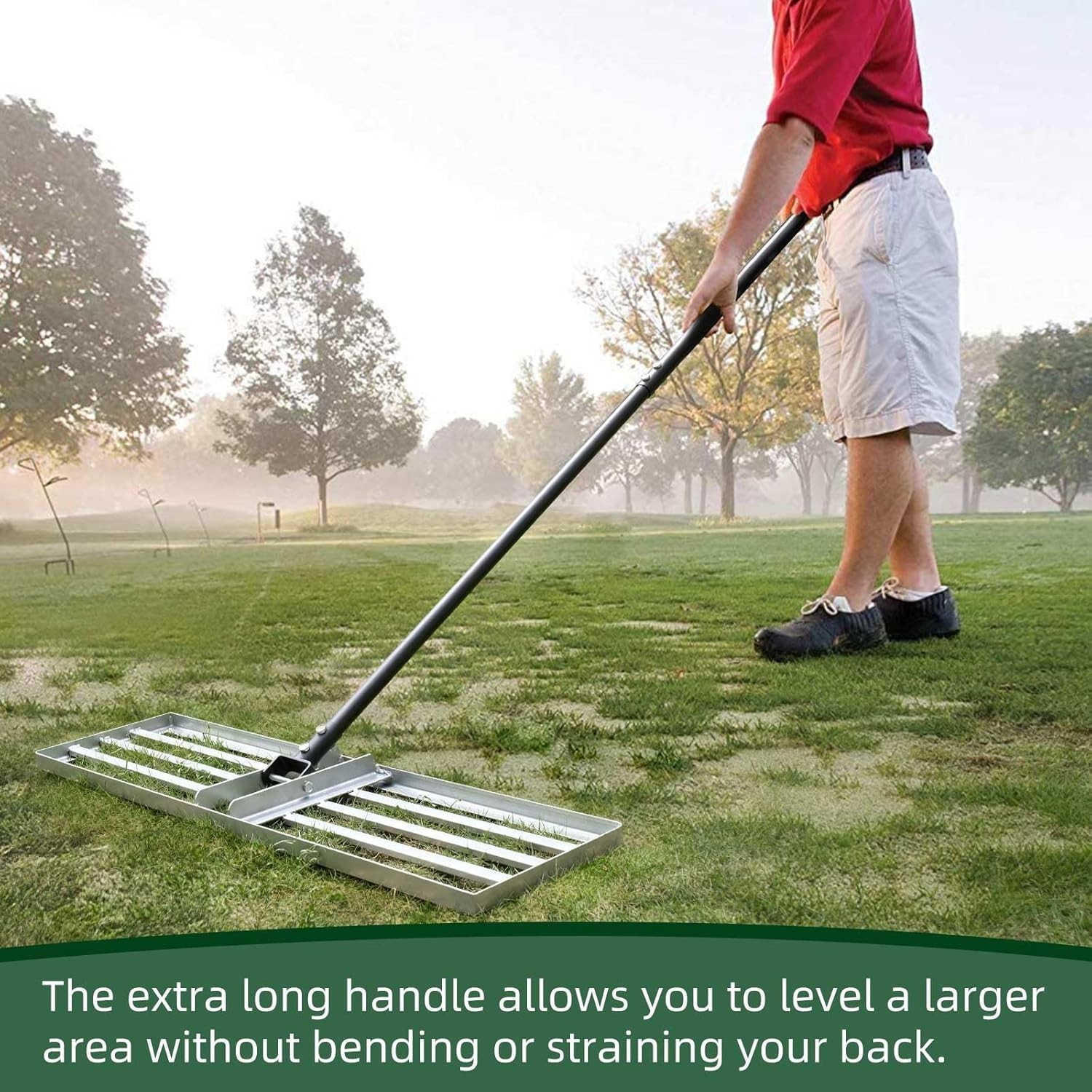 Stainless Steel Lawn Leveling Rake with 36-Inch Head & Detachable 69-Inch Handle