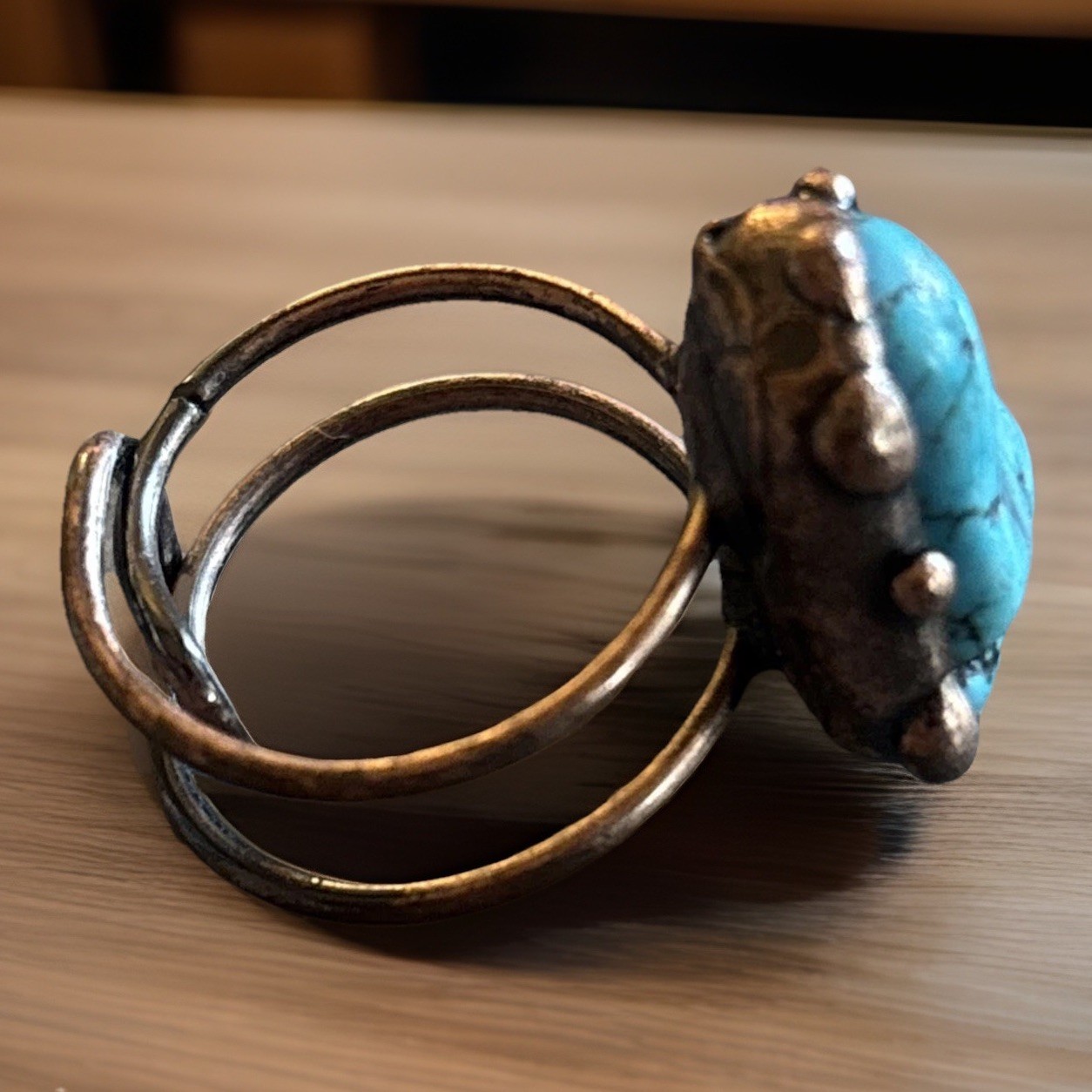 Turquoise Ring Adjustable Copper - IRREGULAR CUT NATURAL