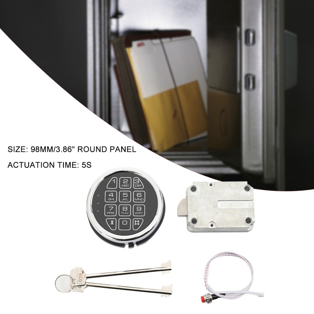 Gun Safe Lock Replacement Chrome Keypad Safe Electronic Lock Solenoid 2 Key