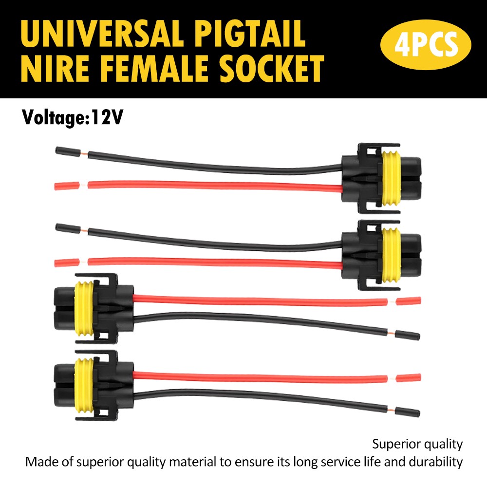 H11/H8 Wire Pigtail Female Harness Headlight Low Beam Bulb Connector Repair