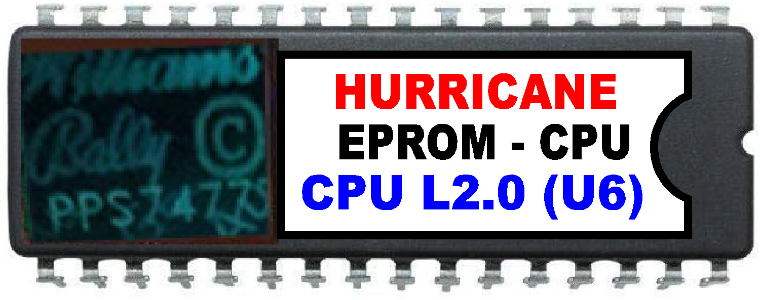 Hurricane Pinball Machine - CPU Rom L-2 [U6] [Bally / Williams] EPROM