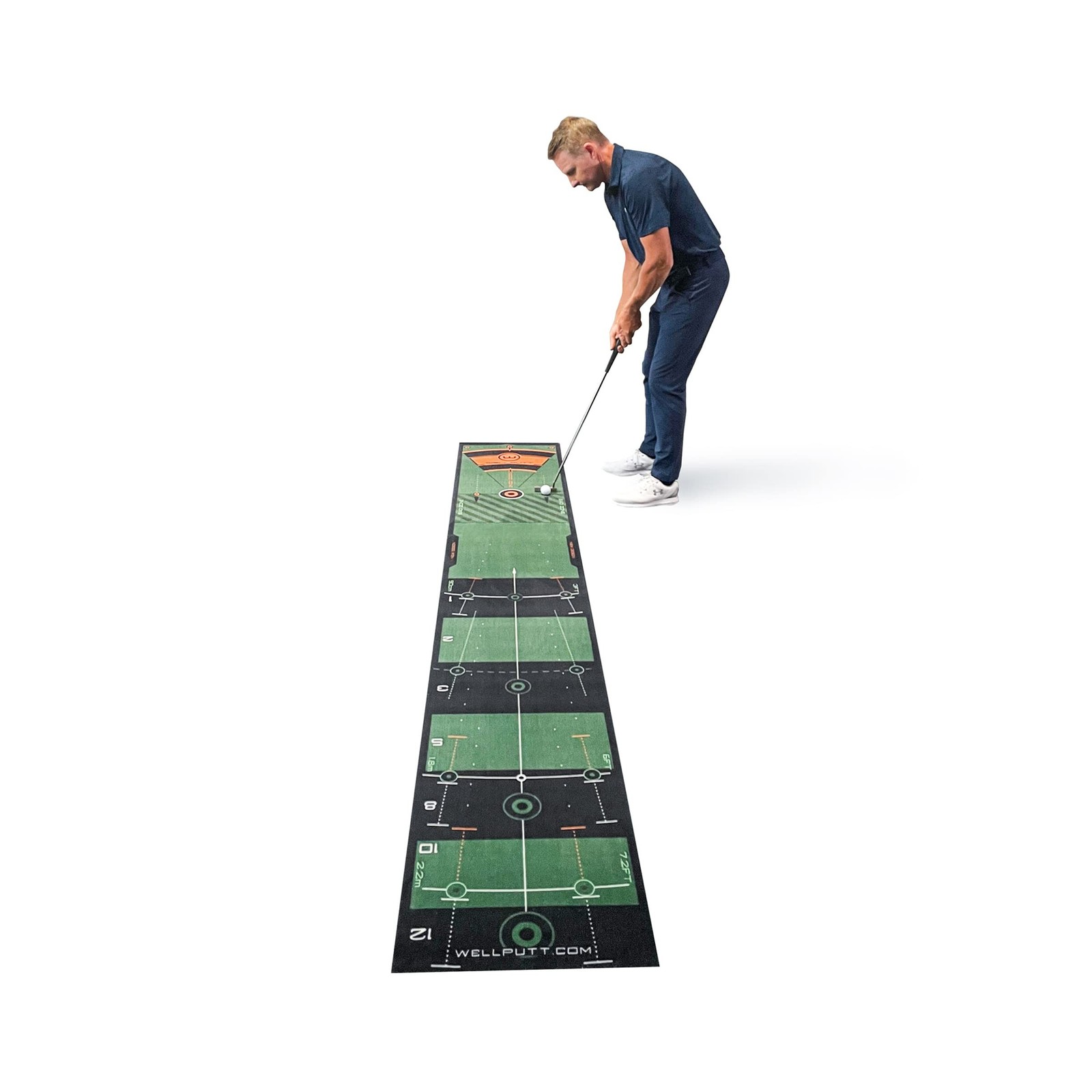 WELLPUTT - Golf Putting Training Mat - Classic Green 10ft