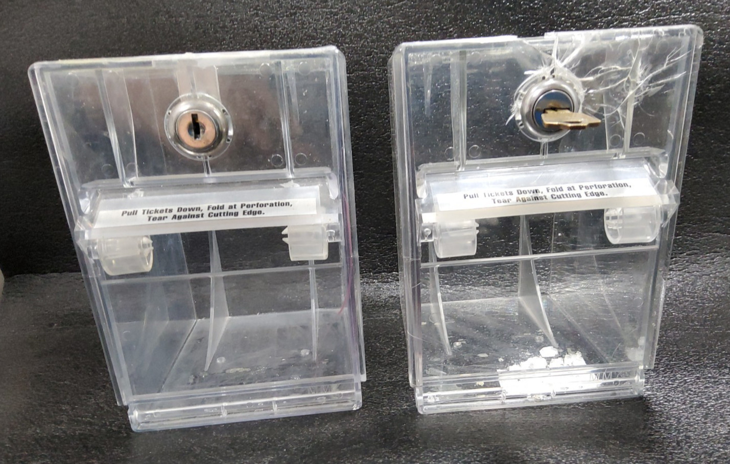 2 Modular Mini Lottery Ticket Plastic Case 1 Key 1 CASE IS DAMAGED