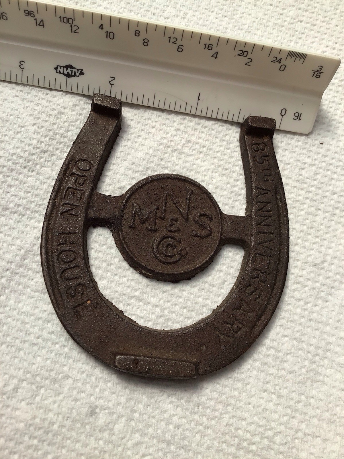 Cast Iron Horse Shoe Advertising MNS&Co 85th Anniversary