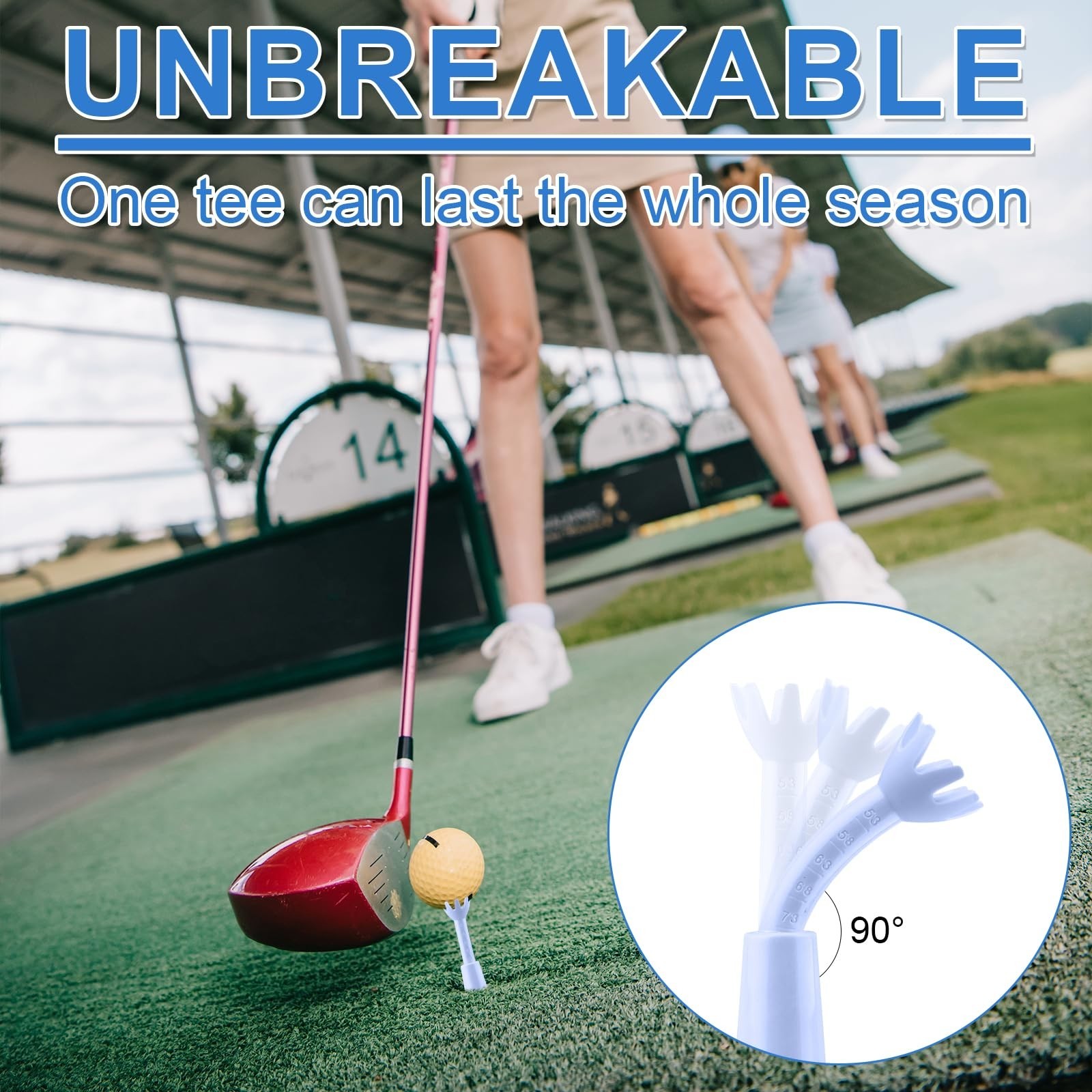 BOXOB 2pcs Adjustable Golf Tees, Golf Simulator Tees for Driving Range Mat Ba...