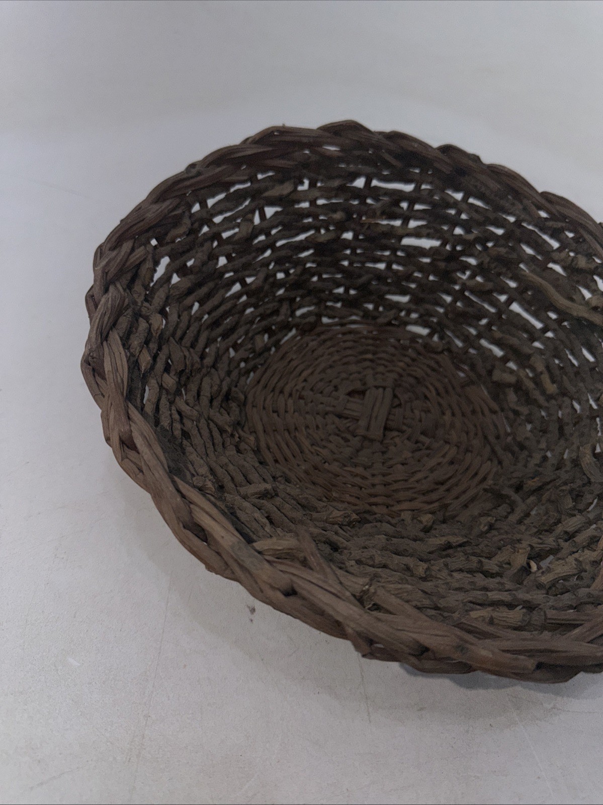 Wicker Rattan Brown Round Woven Basket