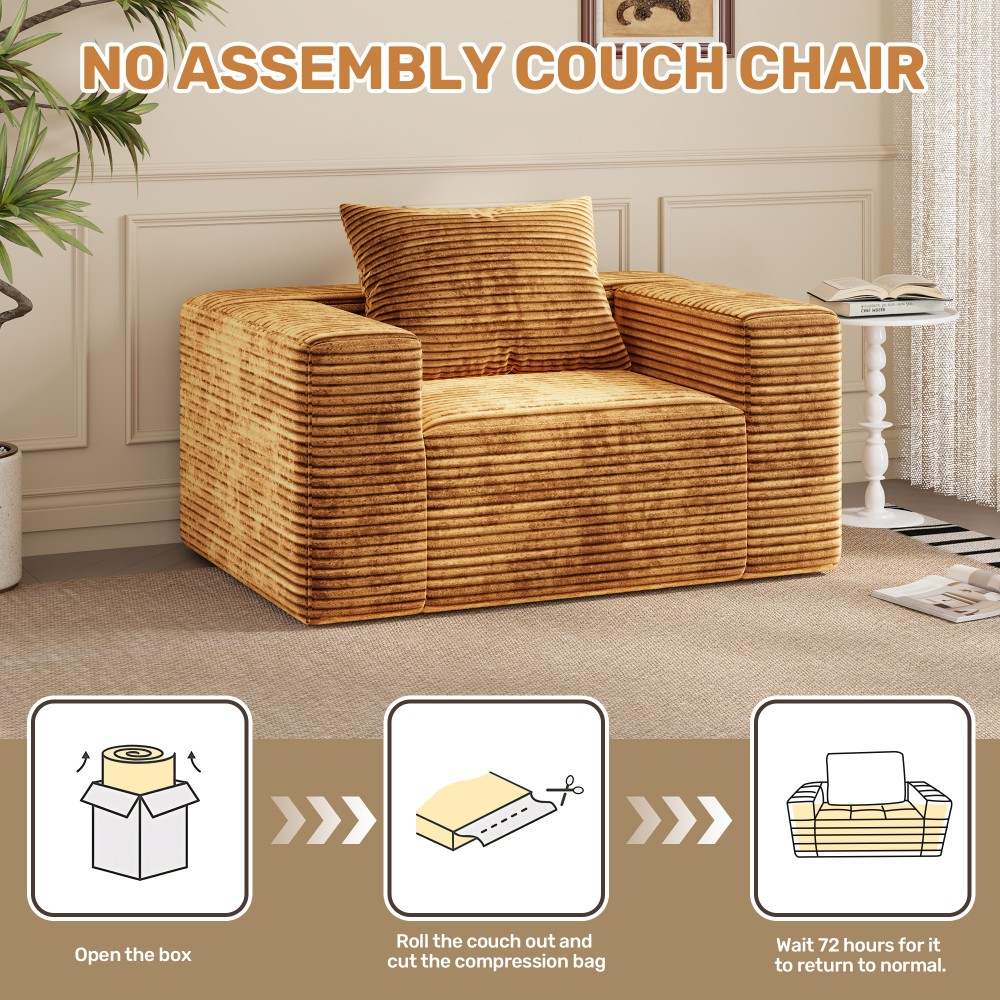 Bean Bag Chair, Single Sofa Foam Couch Sofa w Armrests Bean Bag Lounge Lazy Sofa