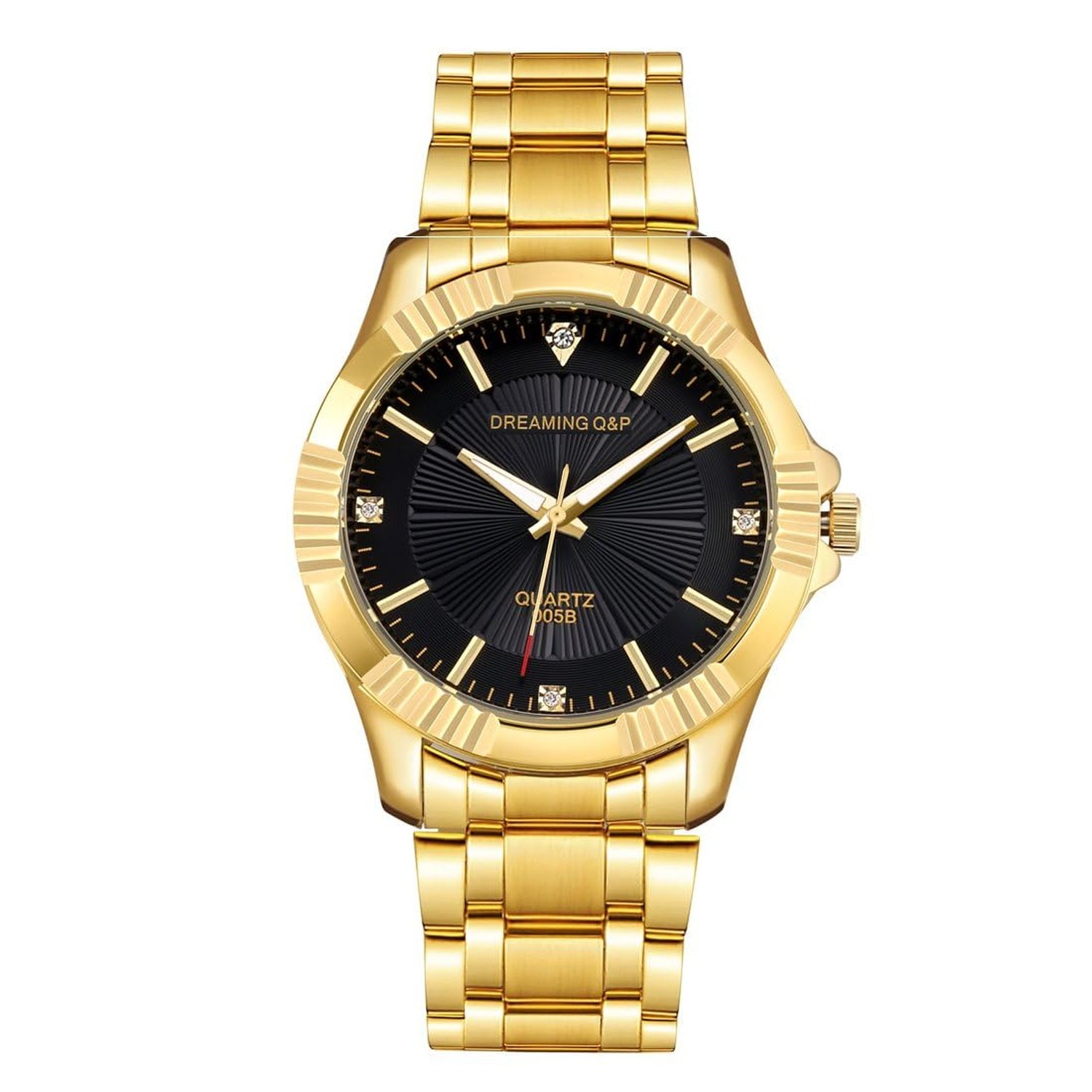 DREAMING Q&P Fq-005 Classic Style Gold Stainless Steel Mens Wrist Watches wit...