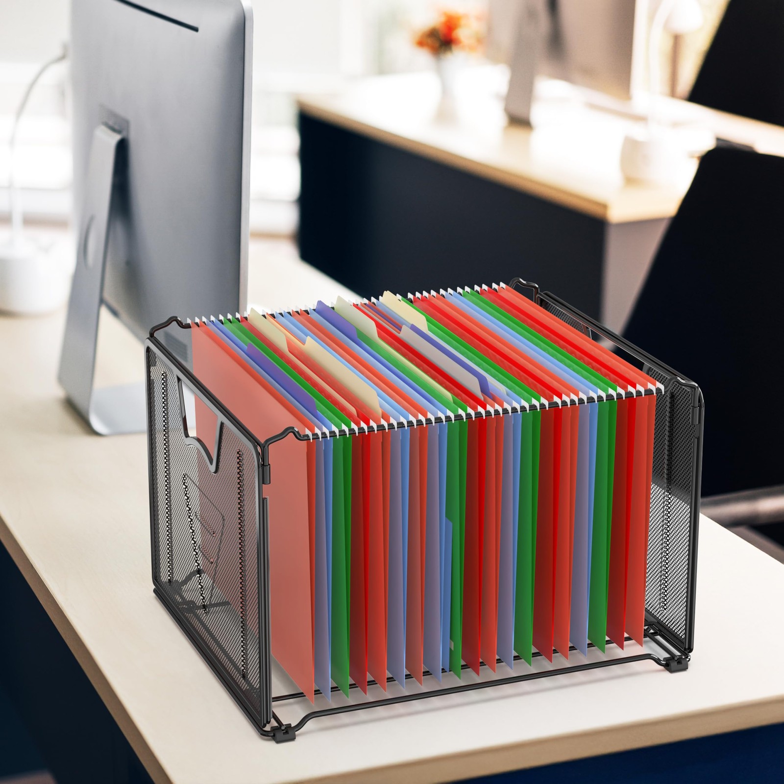 Mesh Hanging File Folder Organizer, Black