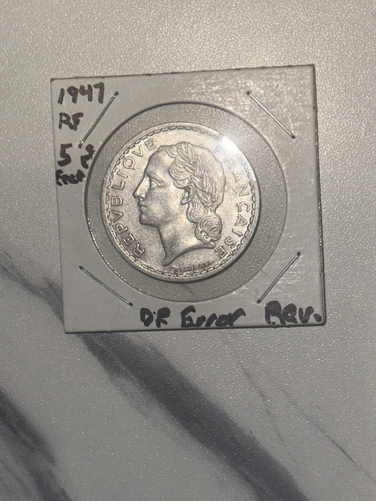 1947 RF 5 Francis die error reverse