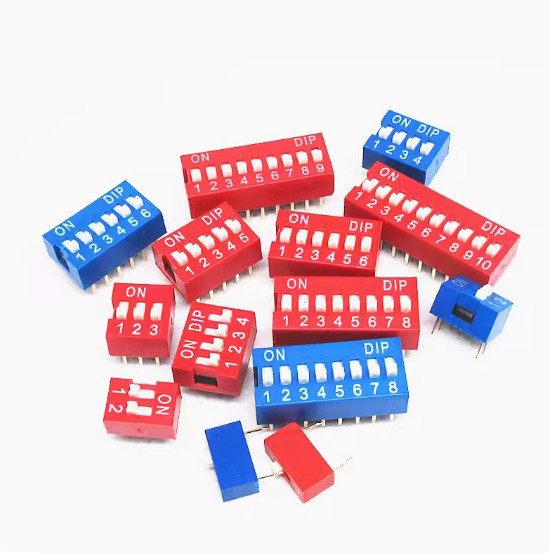 2.54mm Red/Blue DIP Toggle Coding Switch Tactile ON/OFF 2P 3P 4P 5P 6P 8P 10P